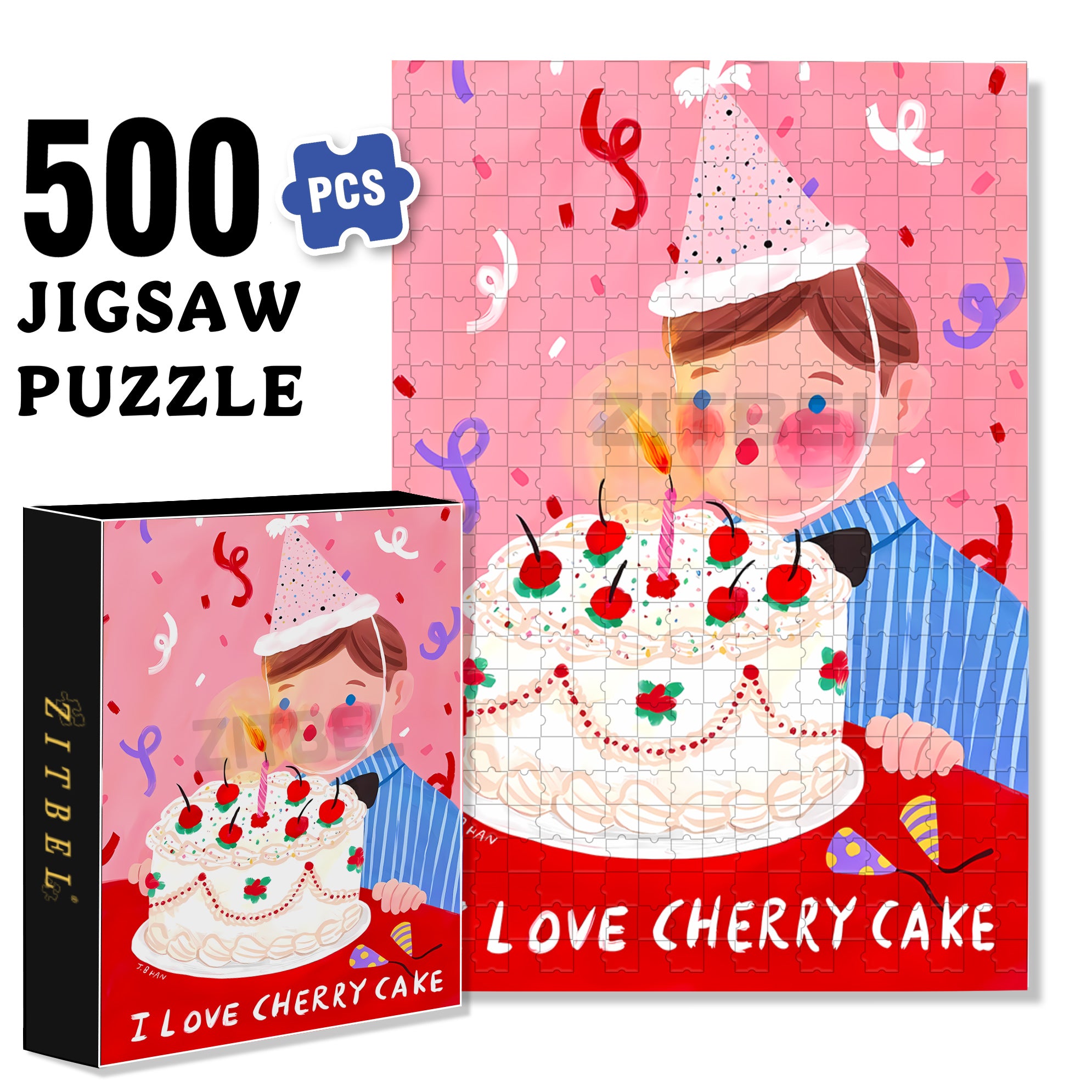 Blow Out Candles 500pcs/1000pcs Jigsaw Puzzle, Scratch-Resistant, Interactive Family Game & Brain-Boosting DIY Decor, Perfect for Halloween, Christmas & New Year Gifts, Family Puzzle Game