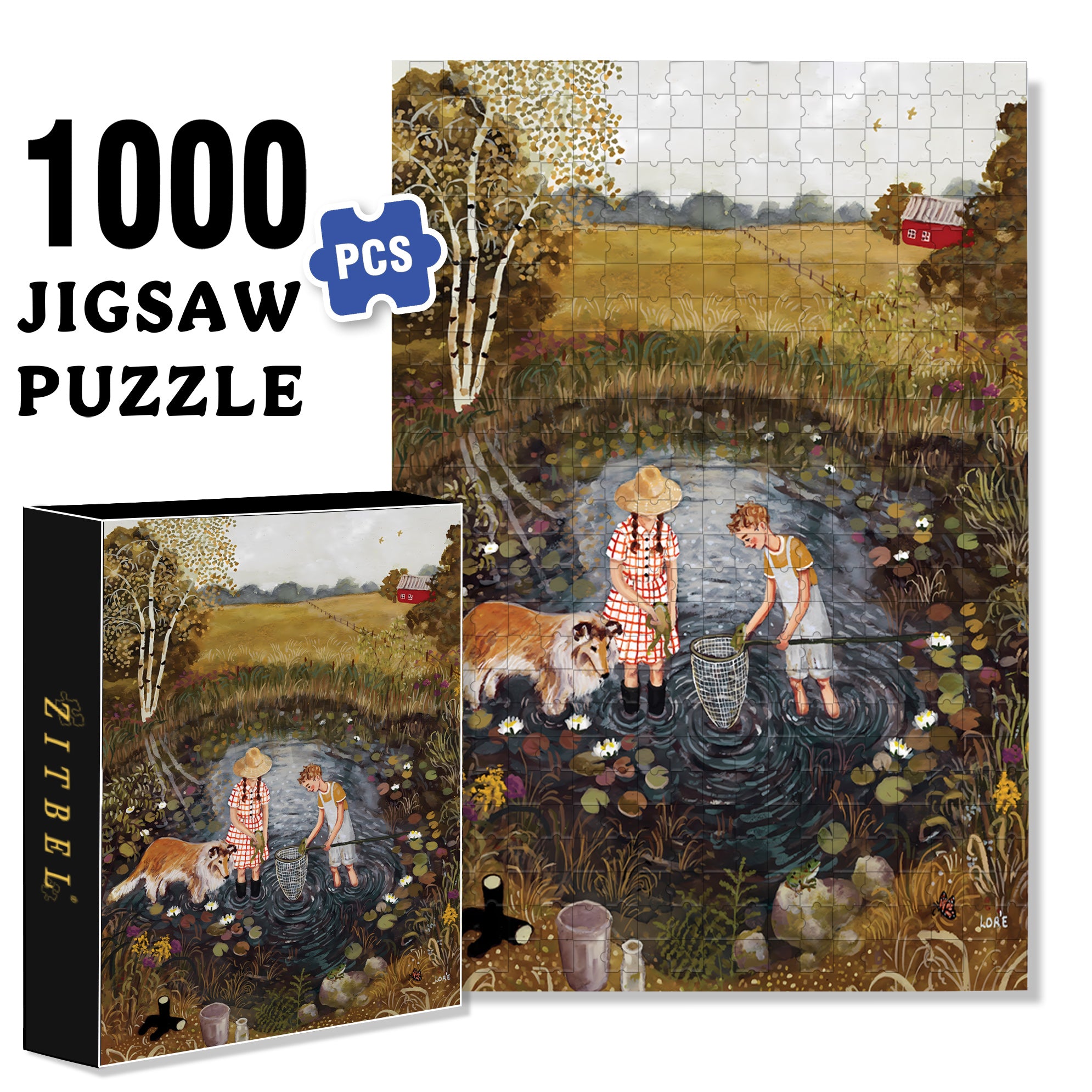 Catch Frogs 500pcs/1000pcs Jigsaw Puzzle, Scratch-Resistant, Interactive Family Game & Brain-Boosting DIY Decor, Perfect for Halloween, Christmas & New Year Gifts, Family Puzzle Game