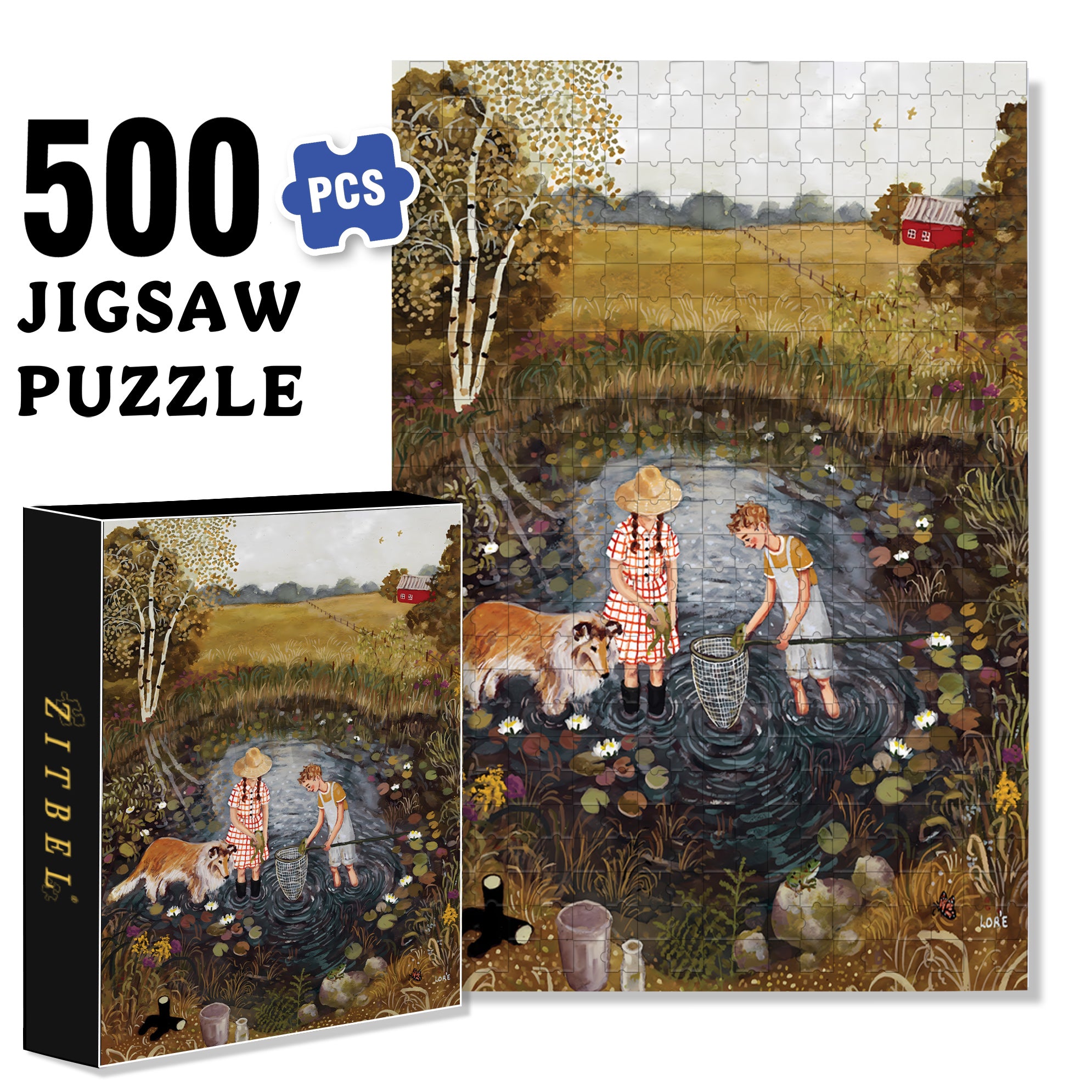 Catch Frogs 500pcs/1000pcs Jigsaw Puzzle, Scratch-Resistant, Interactive Family Game & Brain-Boosting DIY Decor, Perfect for Halloween, Christmas & New Year Gifts, Family Puzzle Game