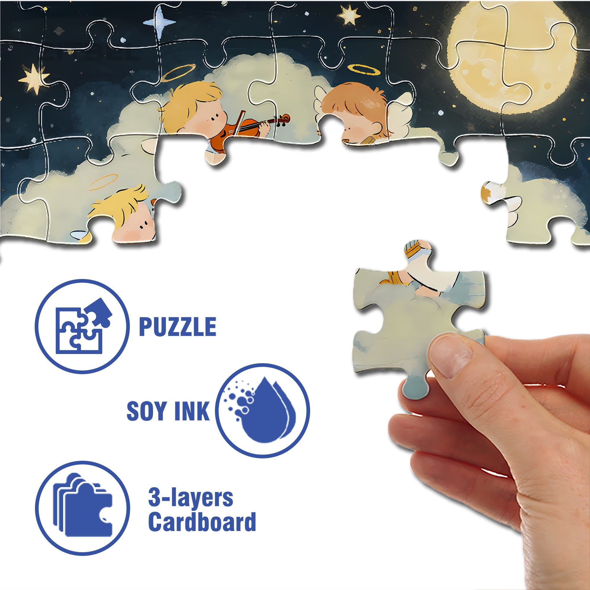 Cherubs 500pcs/1000pcs Jigsaw Puzzle, Scratch-Resistant, Interactive Family Game & Brain-Boosting DIY Decor, Perfect for Halloween, Christmas & New Year Gifts, Family Puzzle Game