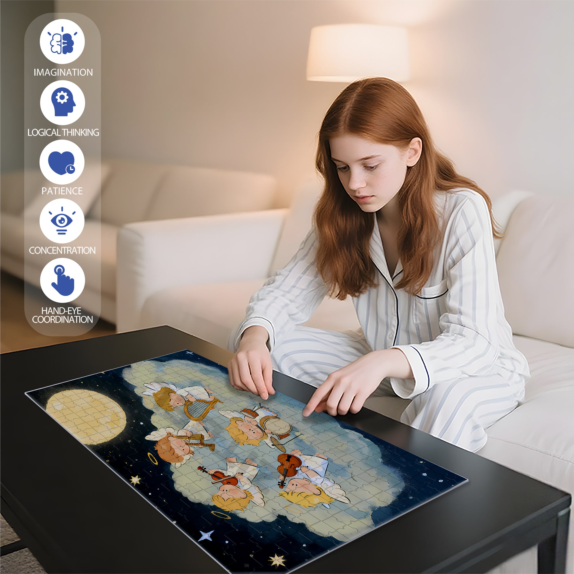 Cherubs 500pcs/1000pcs Jigsaw Puzzle, Scratch-Resistant, Interactive Family Game & Brain-Boosting DIY Decor, Perfect for Halloween, Christmas & New Year Gifts, Family Puzzle Game