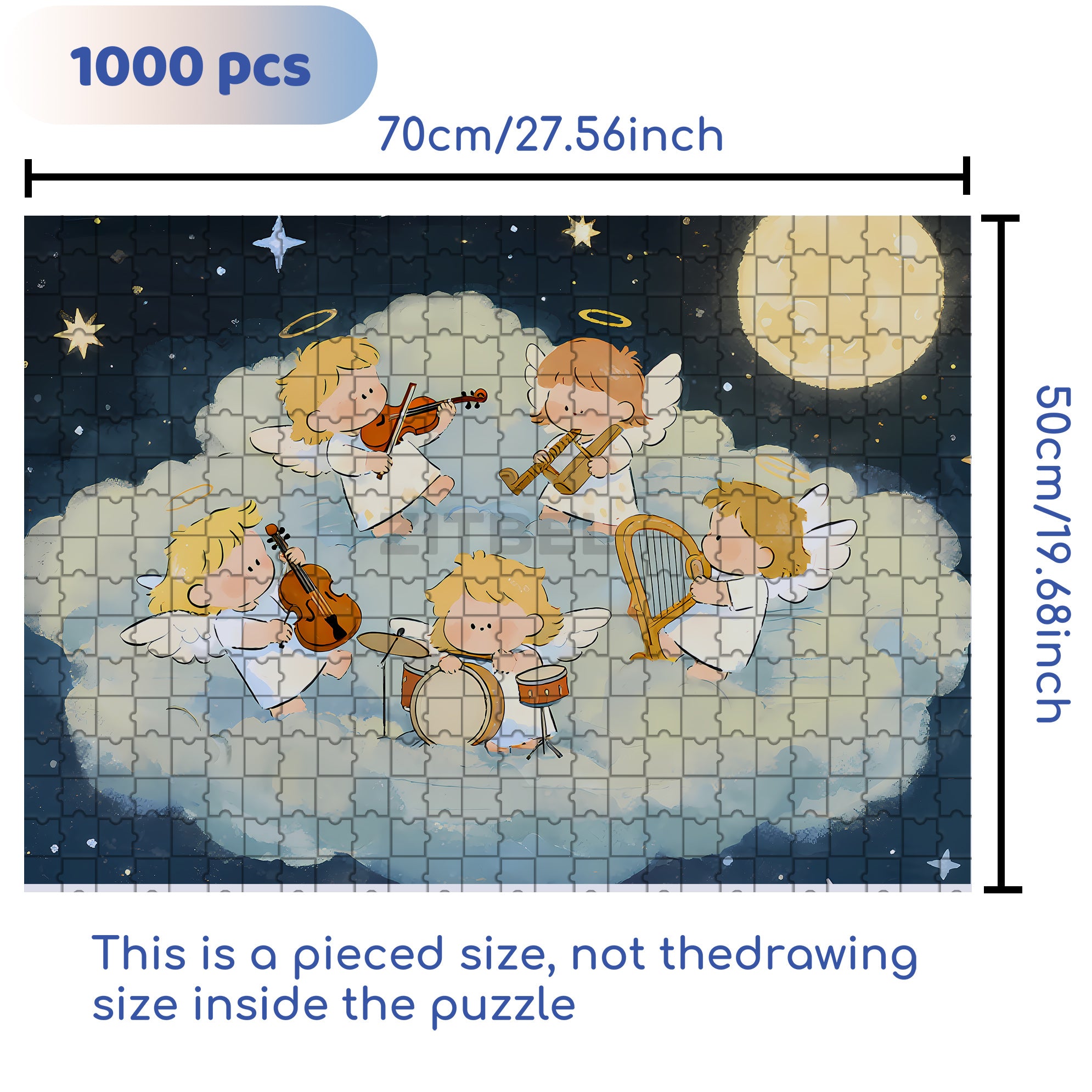 Cherubs 500pcs/1000pcs Jigsaw Puzzle, Scratch-Resistant, Interactive Family Game & Brain-Boosting DIY Decor, Perfect for Halloween, Christmas & New Year Gifts, Family Puzzle Game