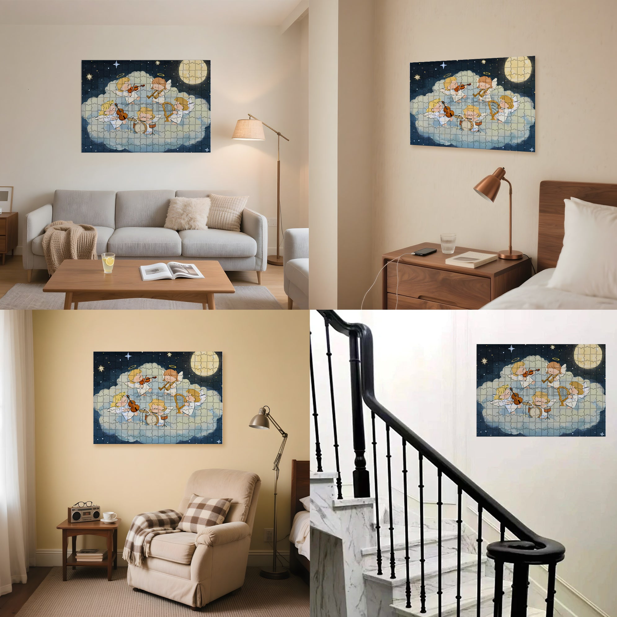 Cherubs 500pcs/1000pcs Jigsaw Puzzle, Scratch-Resistant, Interactive Family Game & Brain-Boosting DIY Decor, Perfect for Halloween, Christmas & New Year Gifts, Family Puzzle Game
