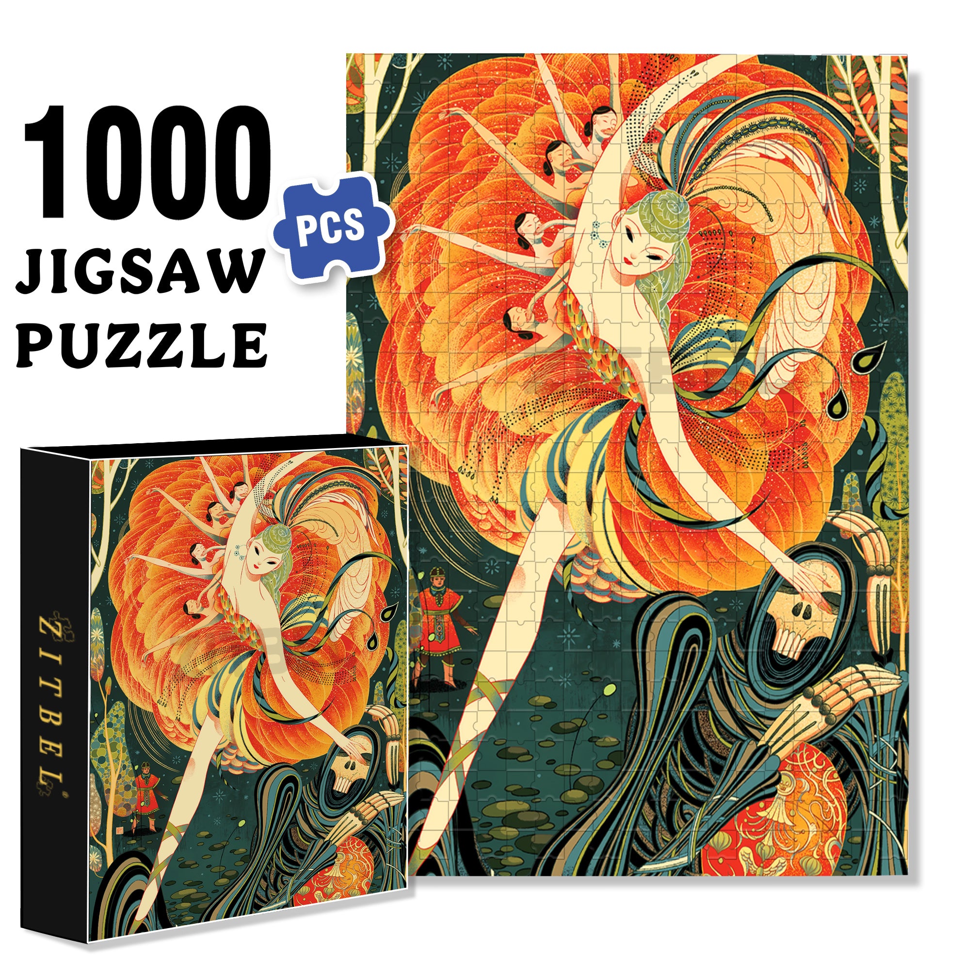 Dancing Girl 500pcs/1000pcs Jigsaw Puzzle, Scratch-Resistant, Interactive Family Game & Brain-Boosting DIY Decor, Perfect for Halloween, Christmas & New Year Gifts, Family Puzzle Game