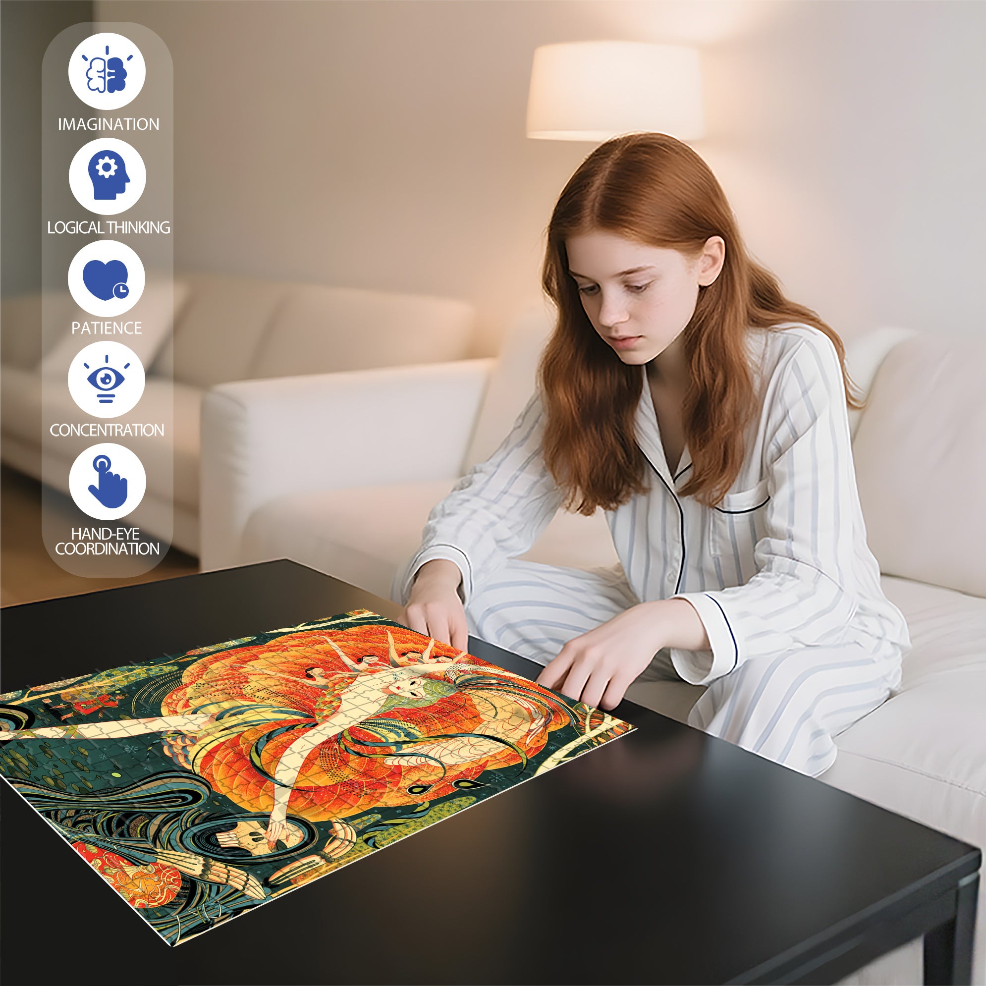 Dancing Girl 500pcs/1000pcs Jigsaw Puzzle, Scratch-Resistant, Interactive Family Game & Brain-Boosting DIY Decor, Perfect for Halloween, Christmas & New Year Gifts, Family Puzzle Game