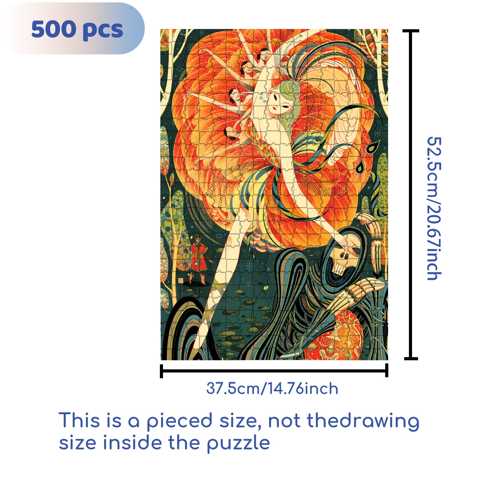 Dancing Girl 500pcs/1000pcs Jigsaw Puzzle, Scratch-Resistant, Interactive Family Game & Brain-Boosting DIY Decor, Perfect for Halloween, Christmas & New Year Gifts, Family Puzzle Game