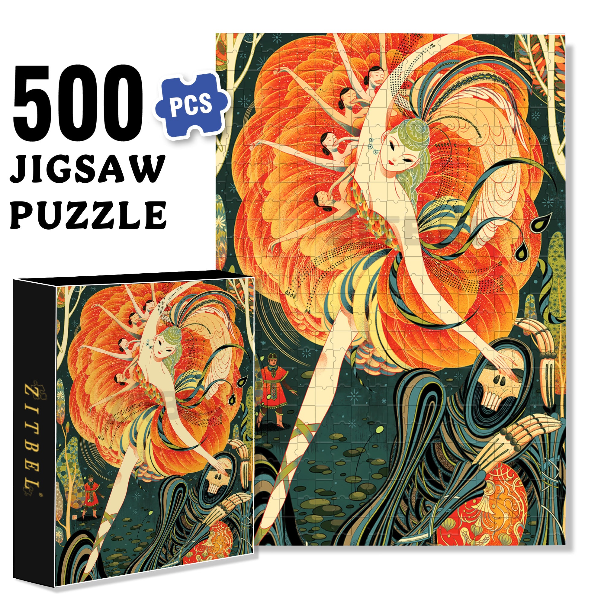 Dancing Girl 500pcs/1000pcs Jigsaw Puzzle, Scratch-Resistant, Interactive Family Game & Brain-Boosting DIY Decor, Perfect for Halloween, Christmas & New Year Gifts, Family Puzzle Game