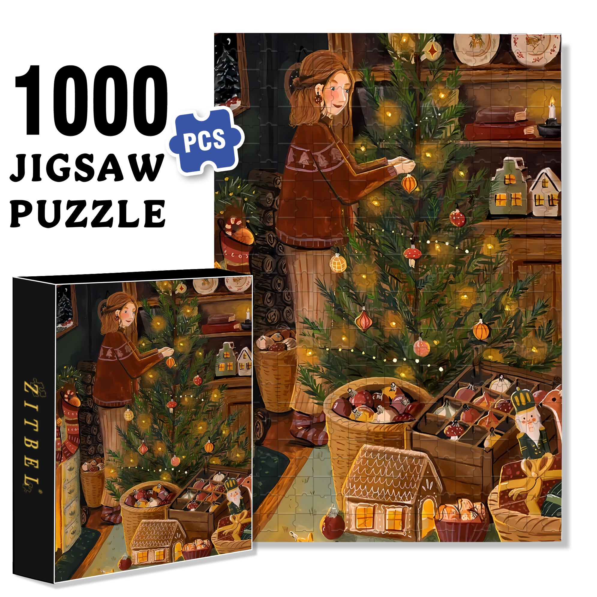 Decorate With Care 500pcs/1000pcs Jigsaw Puzzle, Scratch-Resistant, Interactive Family Game & Brain-Boosting DIY Decor, Perfect for Halloween, Christmas & New Year Gifts, Family Puzzle Game