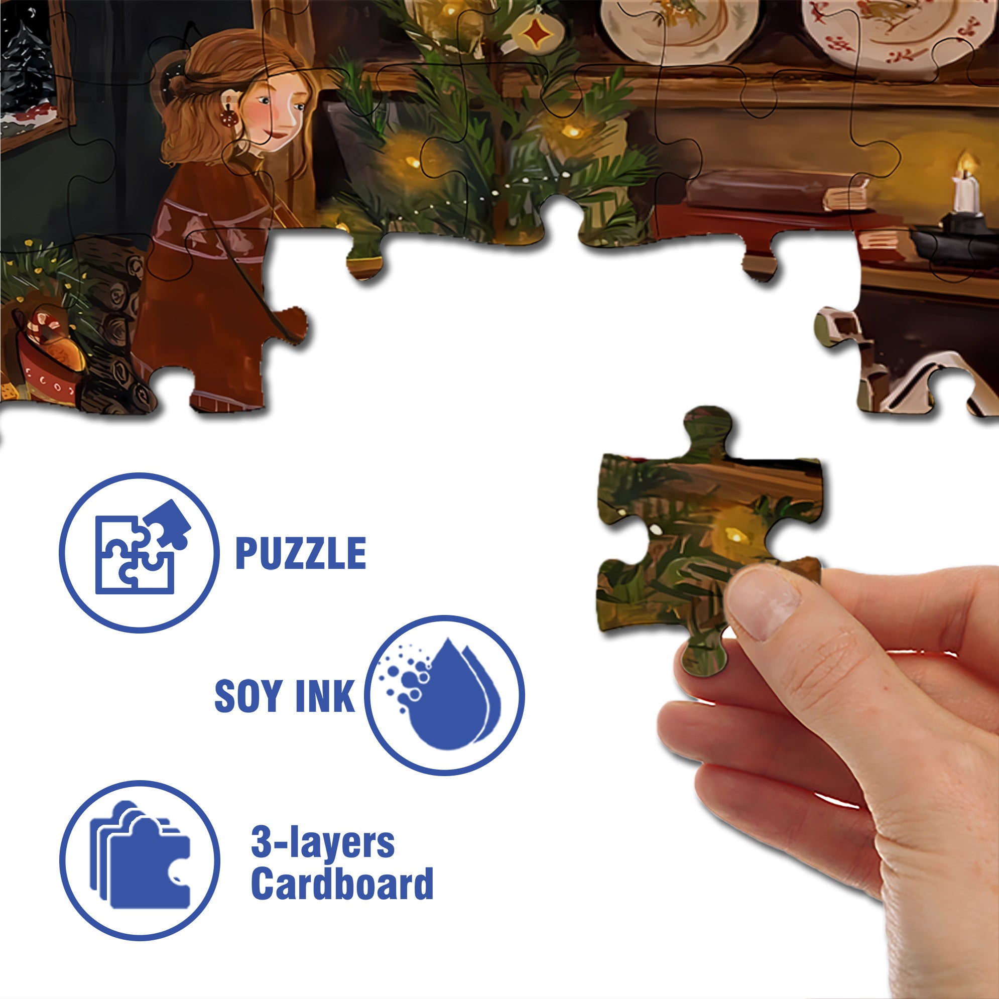 Decorate With Care 500pcs/1000pcs Jigsaw Puzzle, Scratch-Resistant, Interactive Family Game & Brain-Boosting DIY Decor, Perfect for Halloween, Christmas & New Year Gifts, Family Puzzle Game