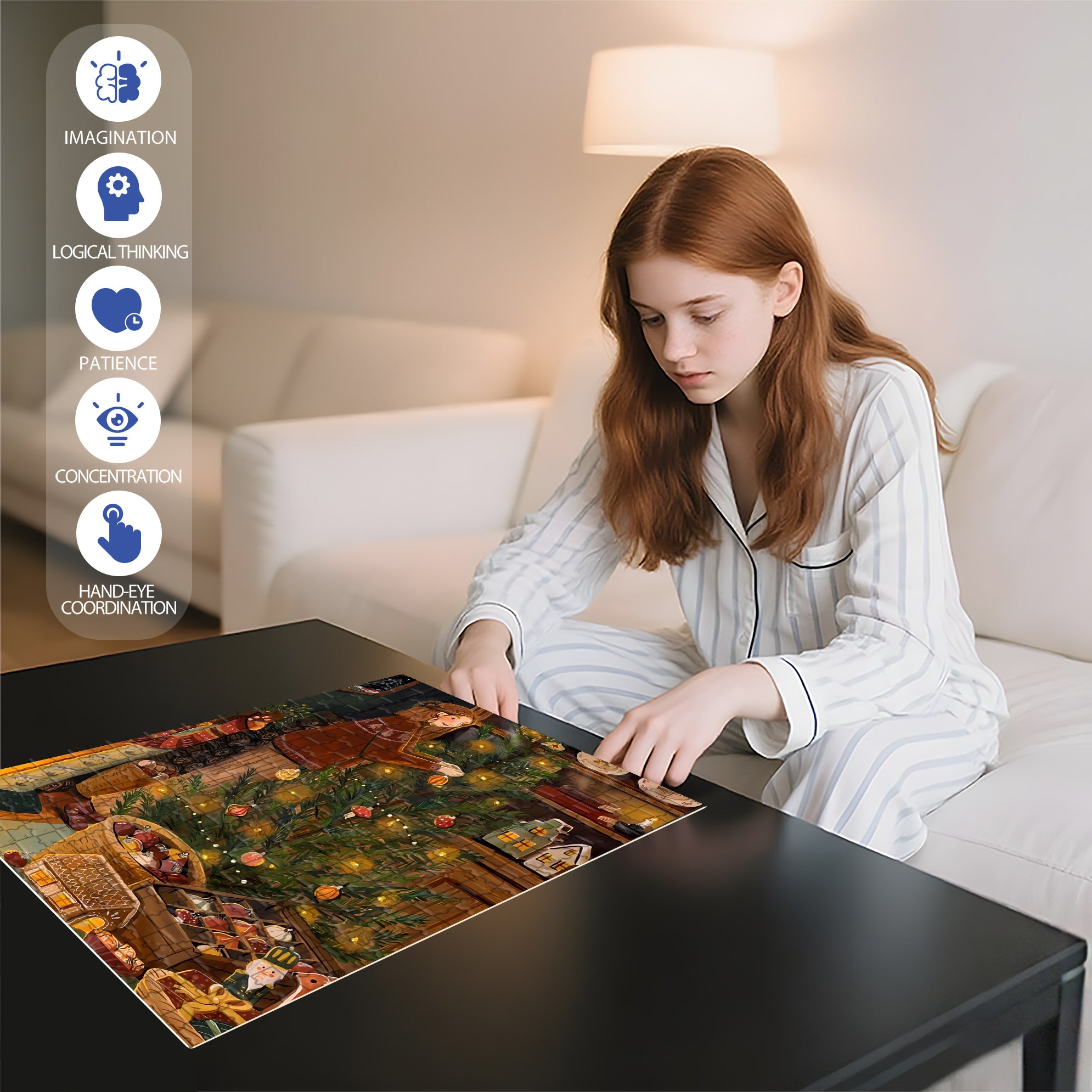 Decorate With Care 500pcs/1000pcs Jigsaw Puzzle, Scratch-Resistant, Interactive Family Game & Brain-Boosting DIY Decor, Perfect for Halloween, Christmas & New Year Gifts, Family Puzzle Game