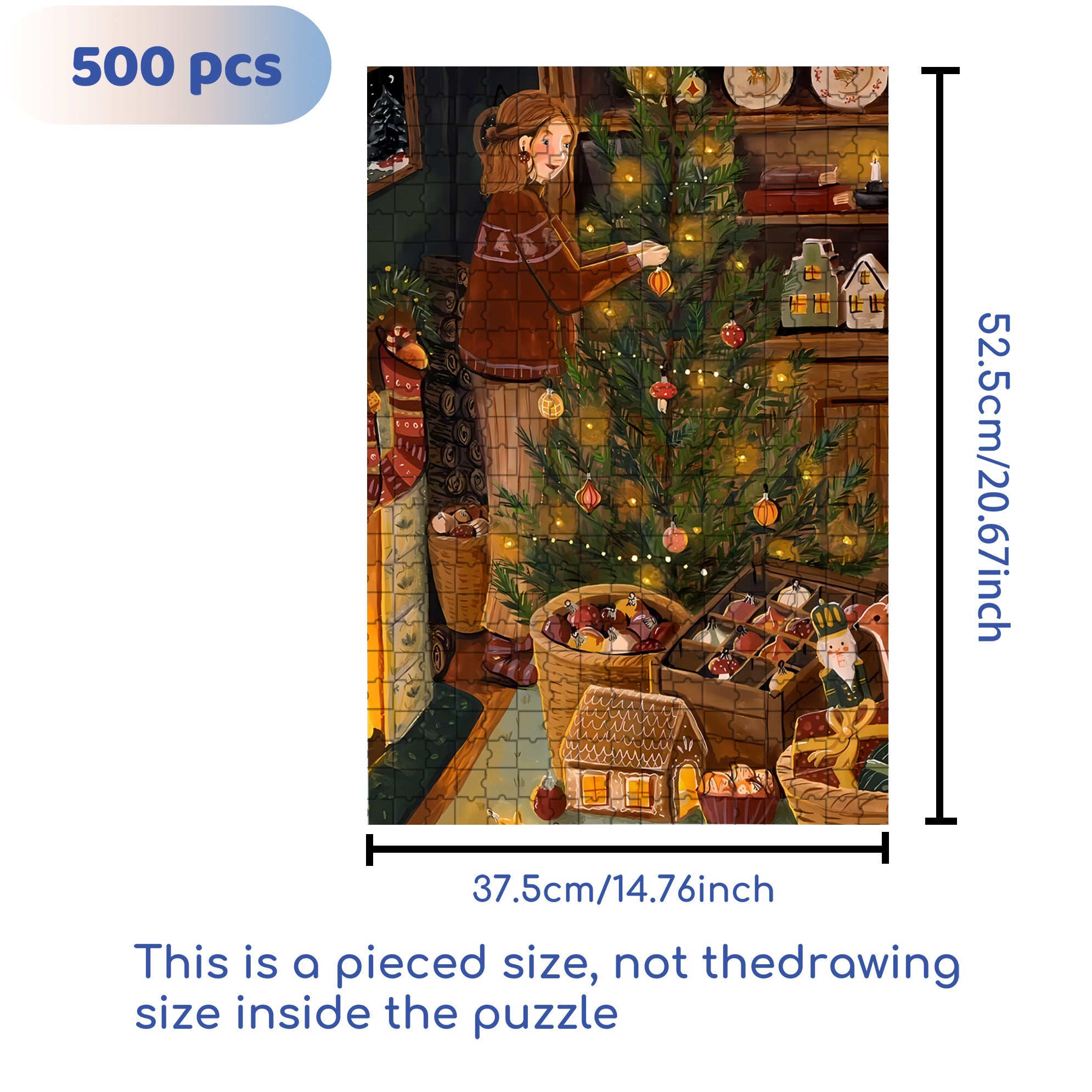 Decorate With Care 500pcs/1000pcs Jigsaw Puzzle, Scratch-Resistant, Interactive Family Game & Brain-Boosting DIY Decor, Perfect for Halloween, Christmas & New Year Gifts, Family Puzzle Game