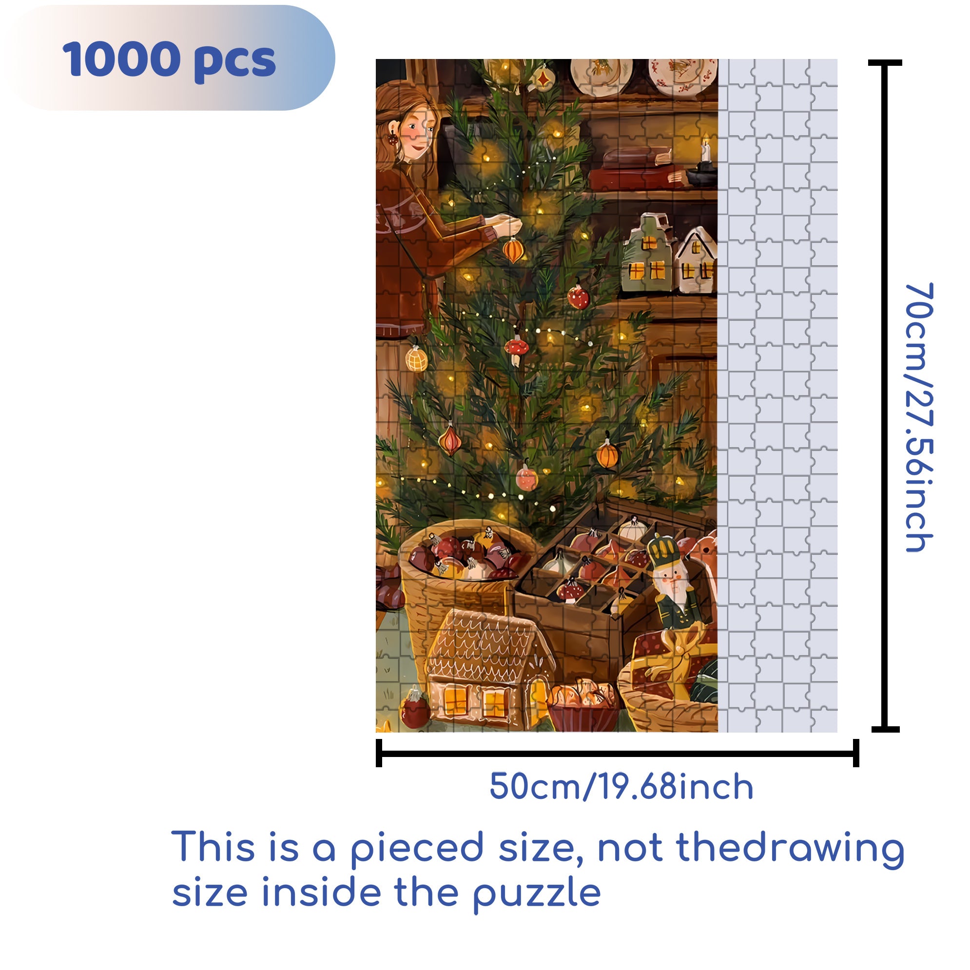 Decorate With Care 500pcs/1000pcs Jigsaw Puzzle, Scratch-Resistant, Interactive Family Game & Brain-Boosting DIY Decor, Perfect for Halloween, Christmas & New Year Gifts, Family Puzzle Game