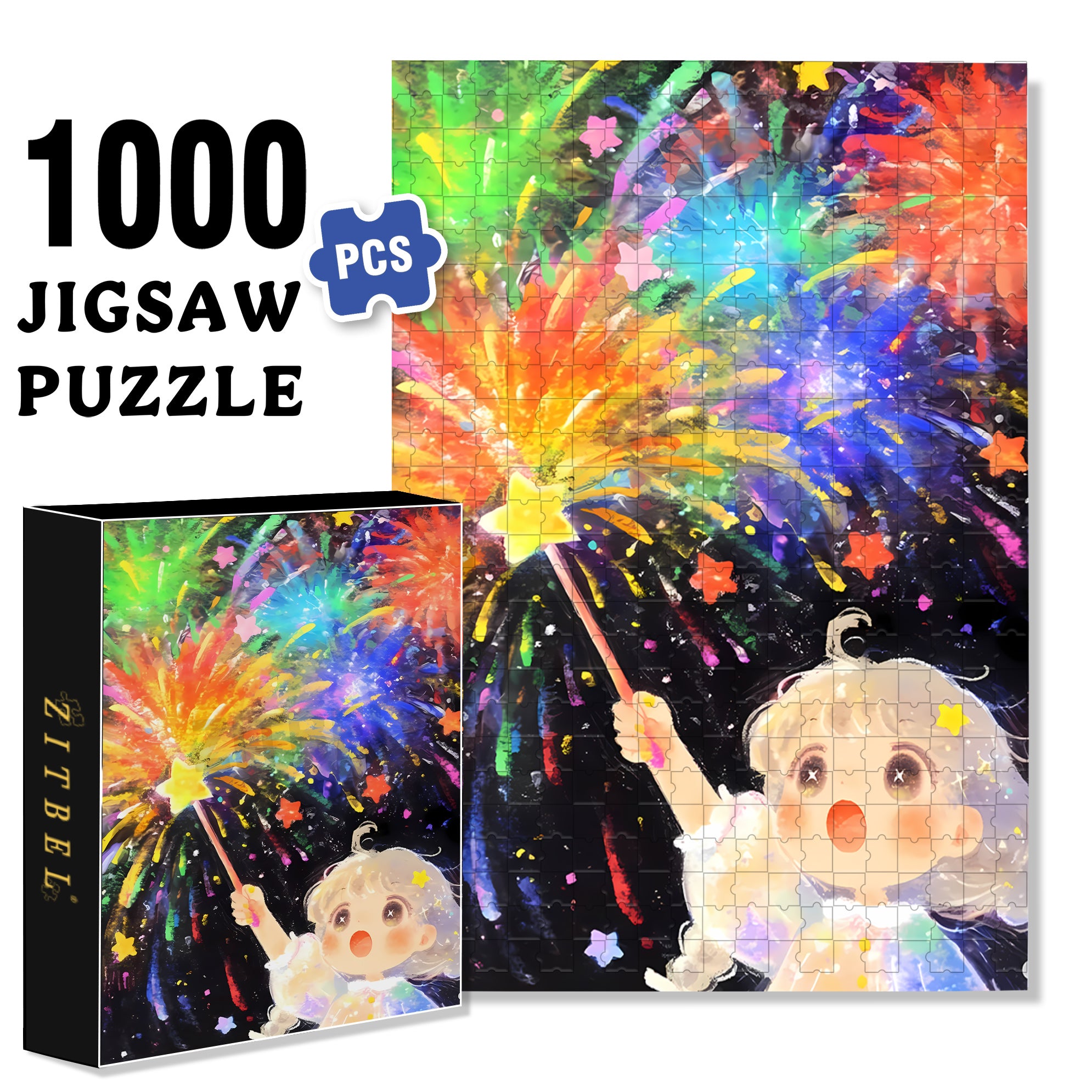 Fairy Stick 500pcs/1000pcs Jigsaw Puzzle, Scratch-Resistant, Interactive Family Game & Brain-Boosting DIY Decor, Perfect for Halloween, Christmas & New Year Gifts, Family Puzzle Game