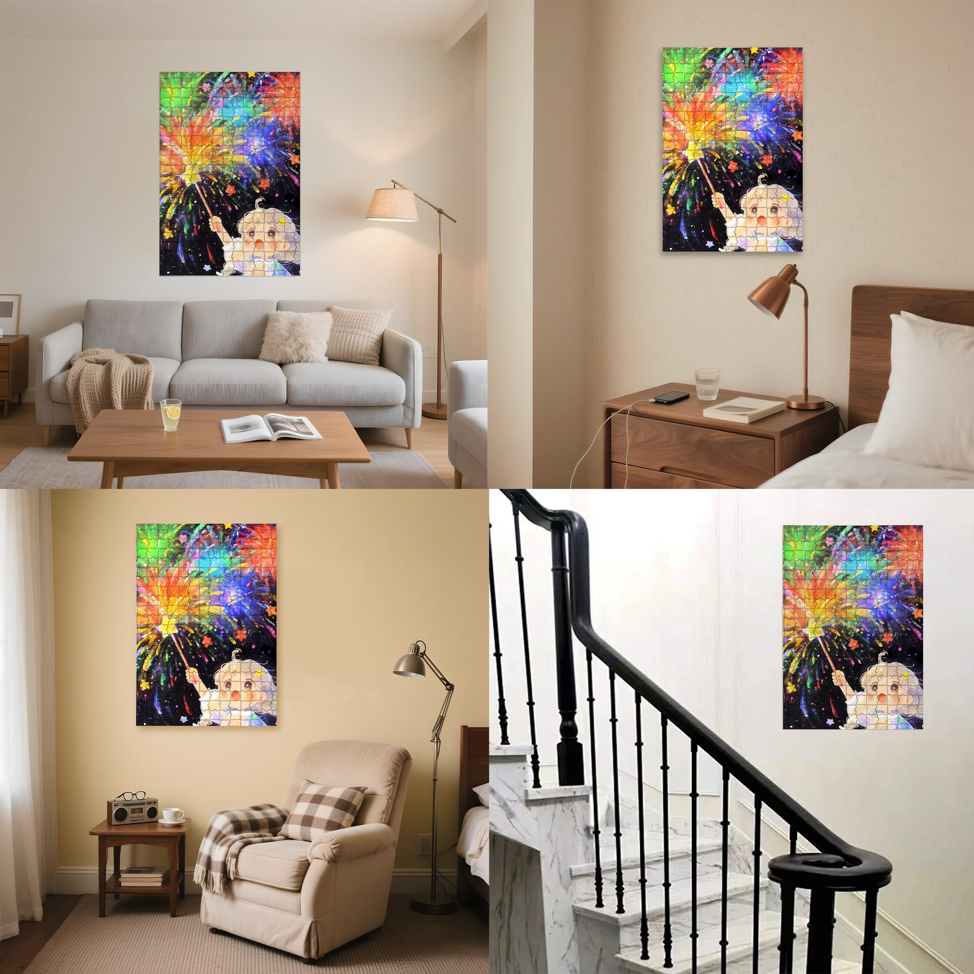 Fairy Stick 500pcs/1000pcs Jigsaw Puzzle, Scratch-Resistant, Interactive Family Game & Brain-Boosting DIY Decor, Perfect for Halloween, Christmas & New Year Gifts, Family Puzzle Game