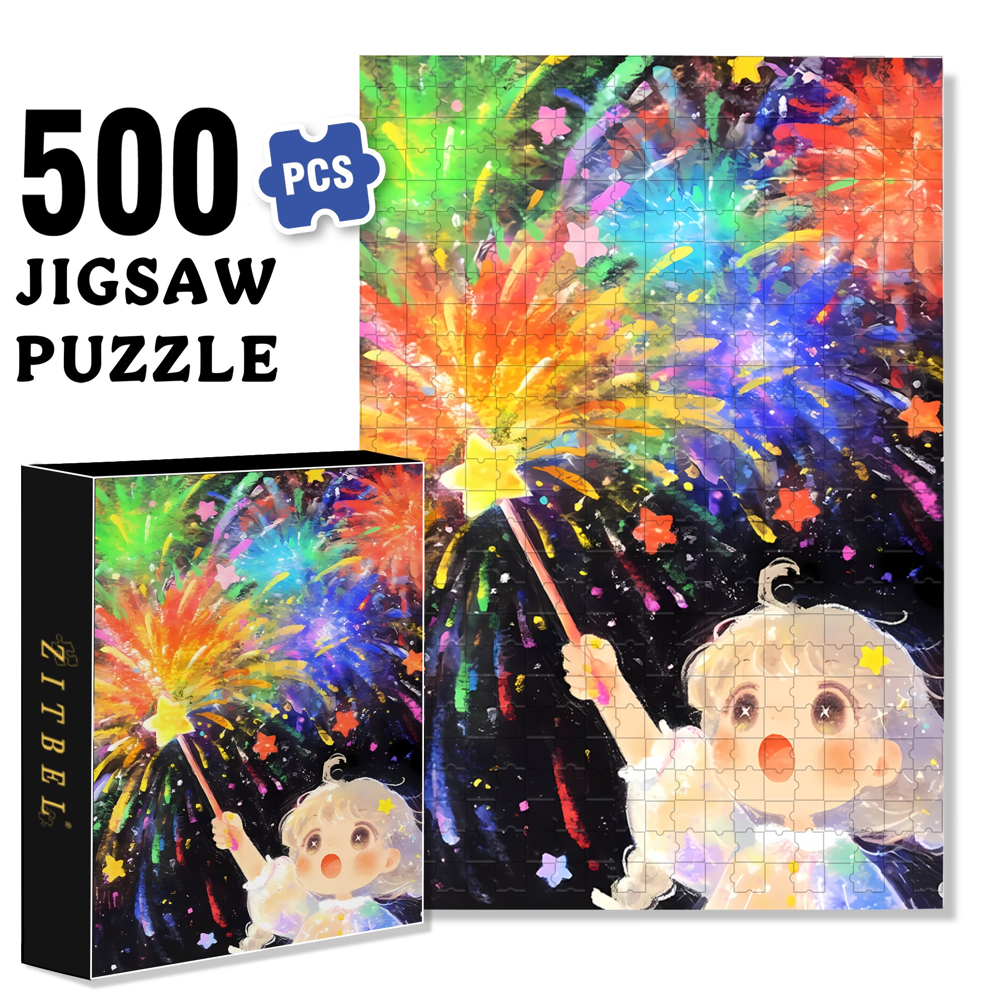 Fairy Stick 500pcs/1000pcs Jigsaw Puzzle, Scratch-Resistant, Interactive Family Game & Brain-Boosting DIY Decor, Perfect for Halloween, Christmas & New Year Gifts, Family Puzzle Game