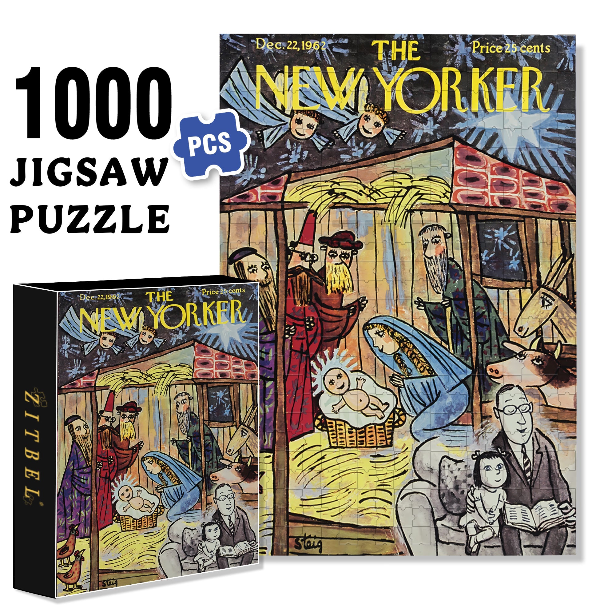 First Noel 500pcs/1000pcs Jigsaw Puzzle, Scratch-Resistant, Interactive Family Game & Brain-Boosting DIY Decor, Perfect for Halloween, Christmas & New Year Gifts, Family Puzzle Game