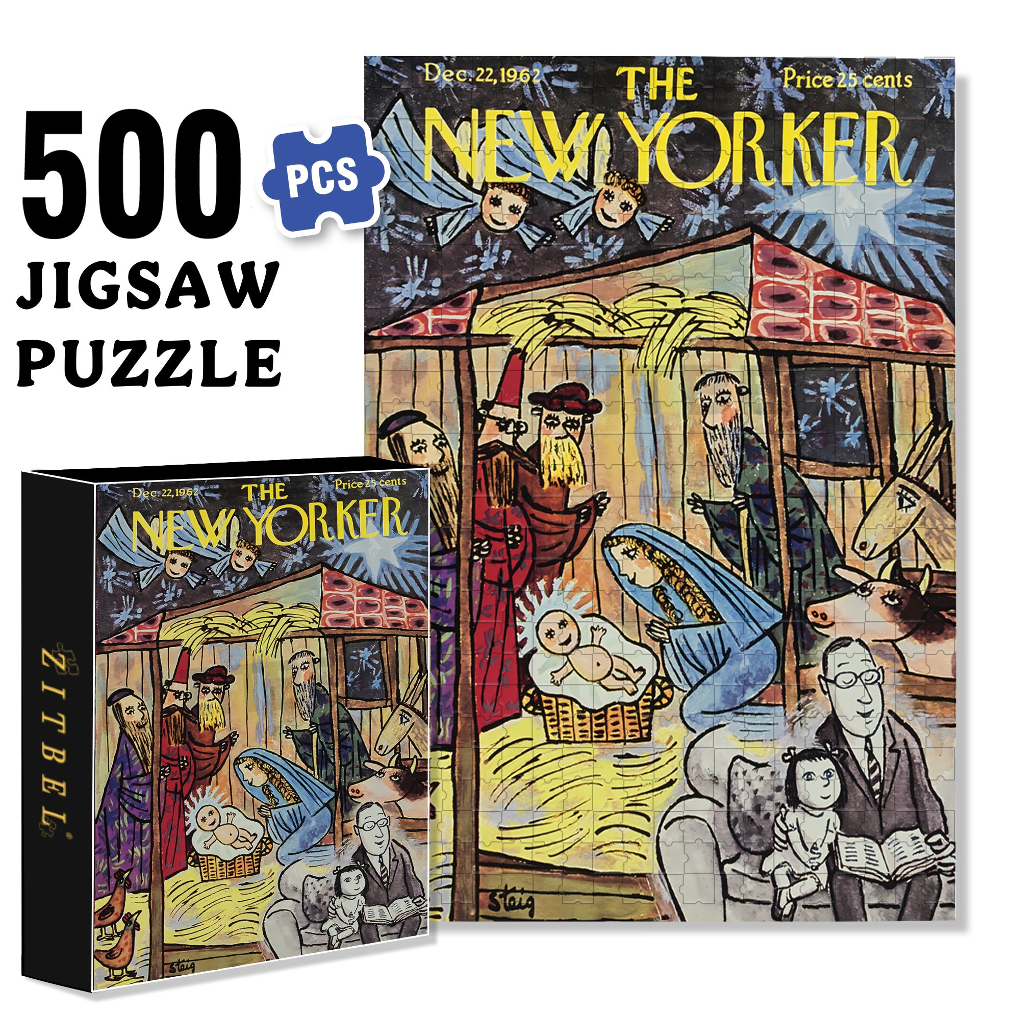First Noel 500pcs/1000pcs Jigsaw Puzzle, Scratch-Resistant, Interactive Family Game & Brain-Boosting DIY Decor, Perfect for Halloween, Christmas & New Year Gifts, Family Puzzle Game