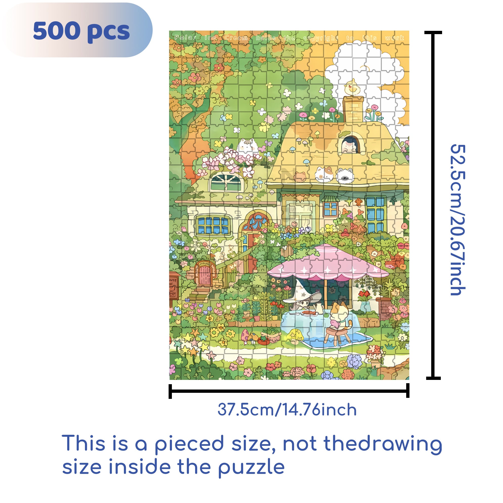 Flower House 500pcs/1000pcs Jigsaw Puzzle, Scratch-Resistant, Interactive Family Game & Brain-Boosting DIY Decor, Perfect for Halloween, Christmas & New Year Gifts, Family Puzzle Game