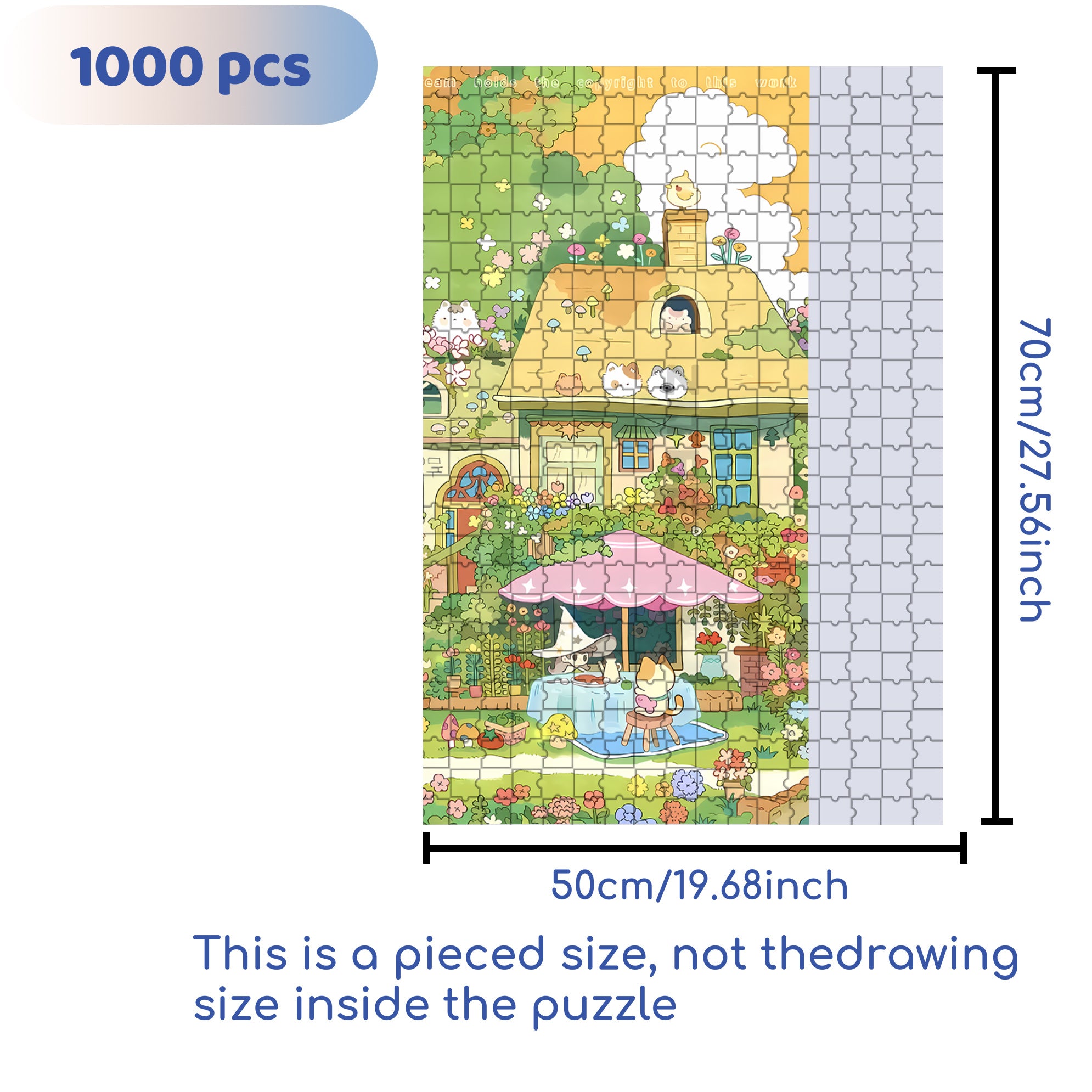 Flower House 500pcs/1000pcs Jigsaw Puzzle, Scratch-Resistant, Interactive Family Game & Brain-Boosting DIY Decor, Perfect for Halloween, Christmas & New Year Gifts, Family Puzzle Game