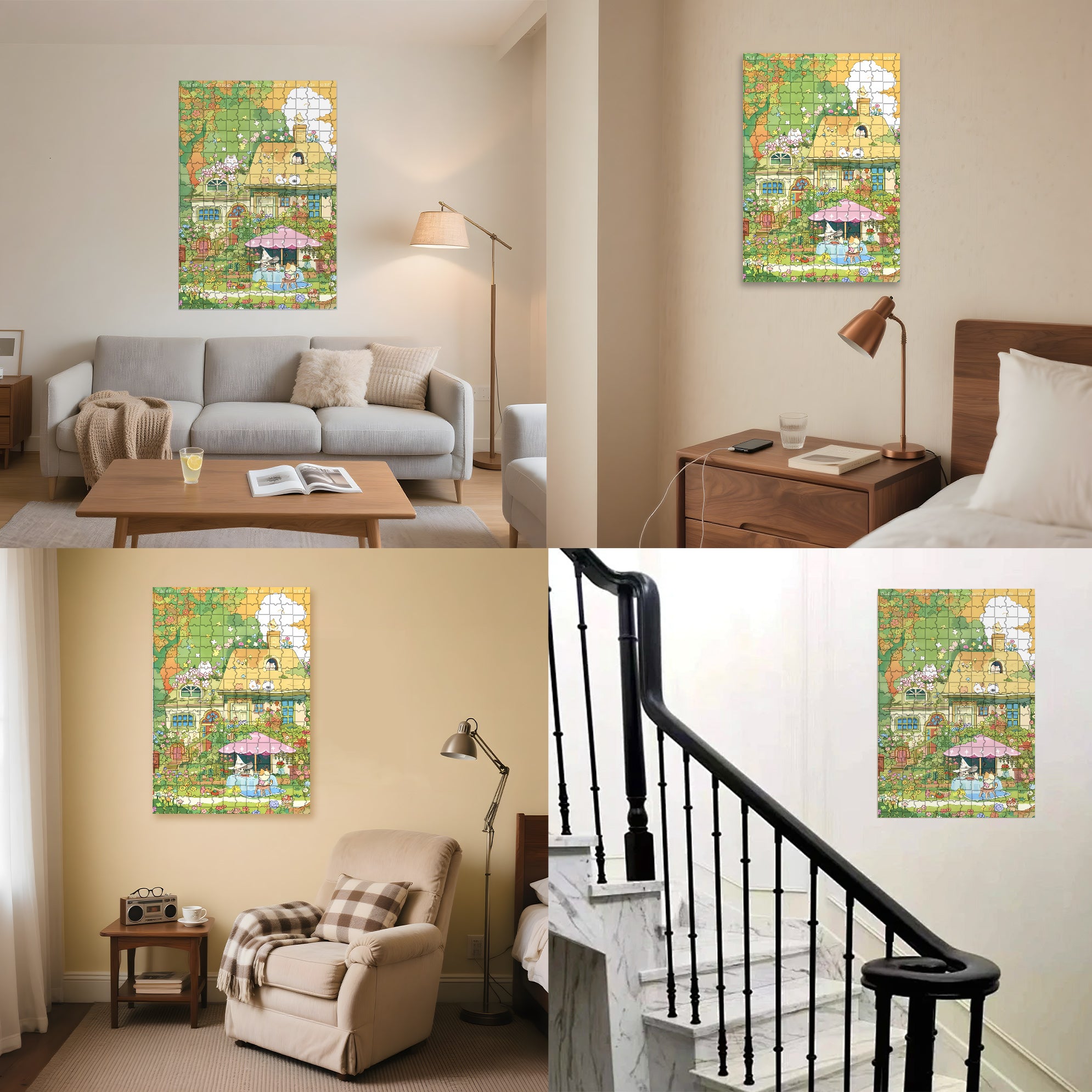 Flower House 500pcs/1000pcs Jigsaw Puzzle, Scratch-Resistant, Interactive Family Game & Brain-Boosting DIY Decor, Perfect for Halloween, Christmas & New Year Gifts, Family Puzzle Game