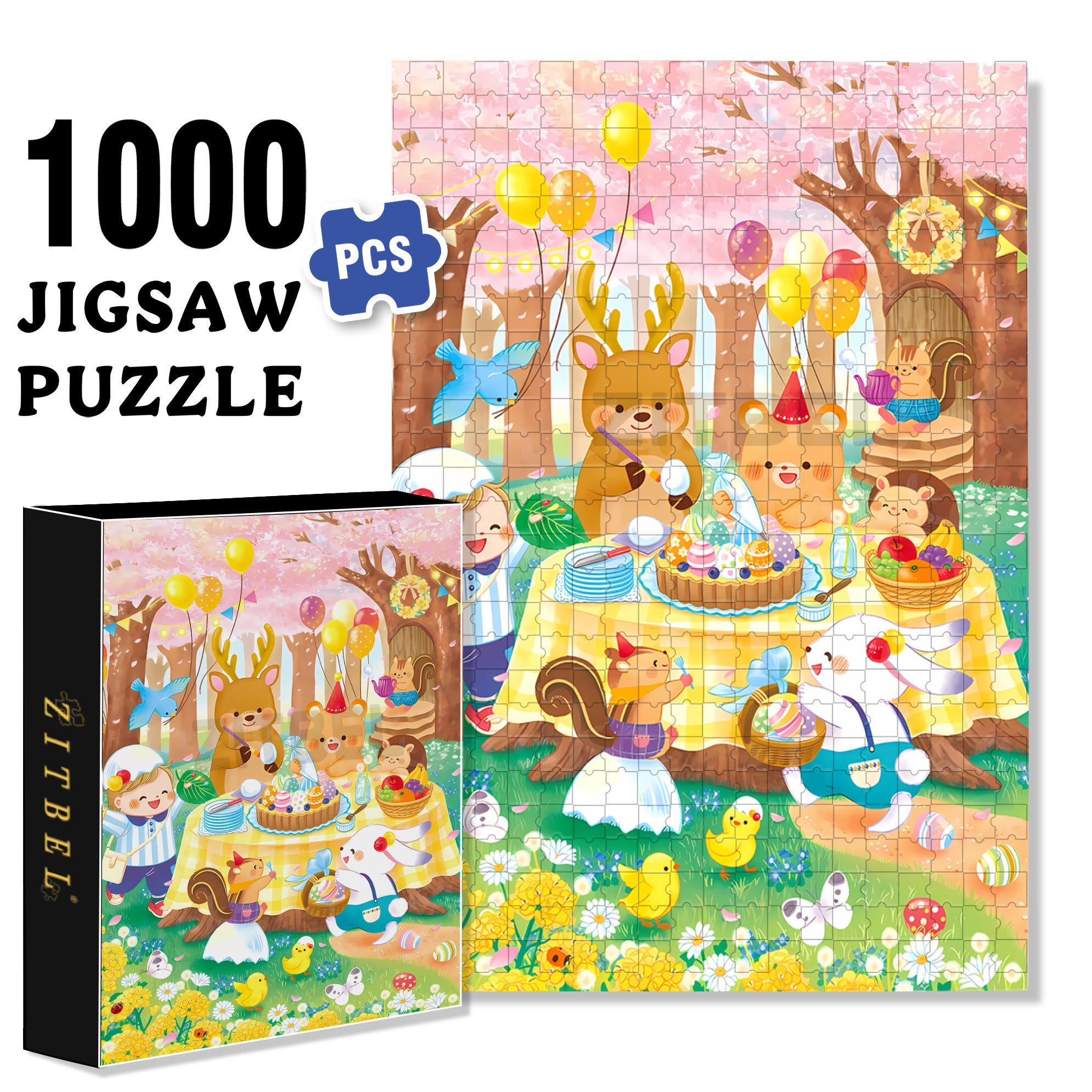 Forest Party Bash 500pcs/1000pcs Jigsaw Puzzle, Scratch-Resistant, Interactive Family Game & Brain-Boosting DIY Decor, Perfect for Halloween, Christmas & New Year Gifts, Family Puzzle Game