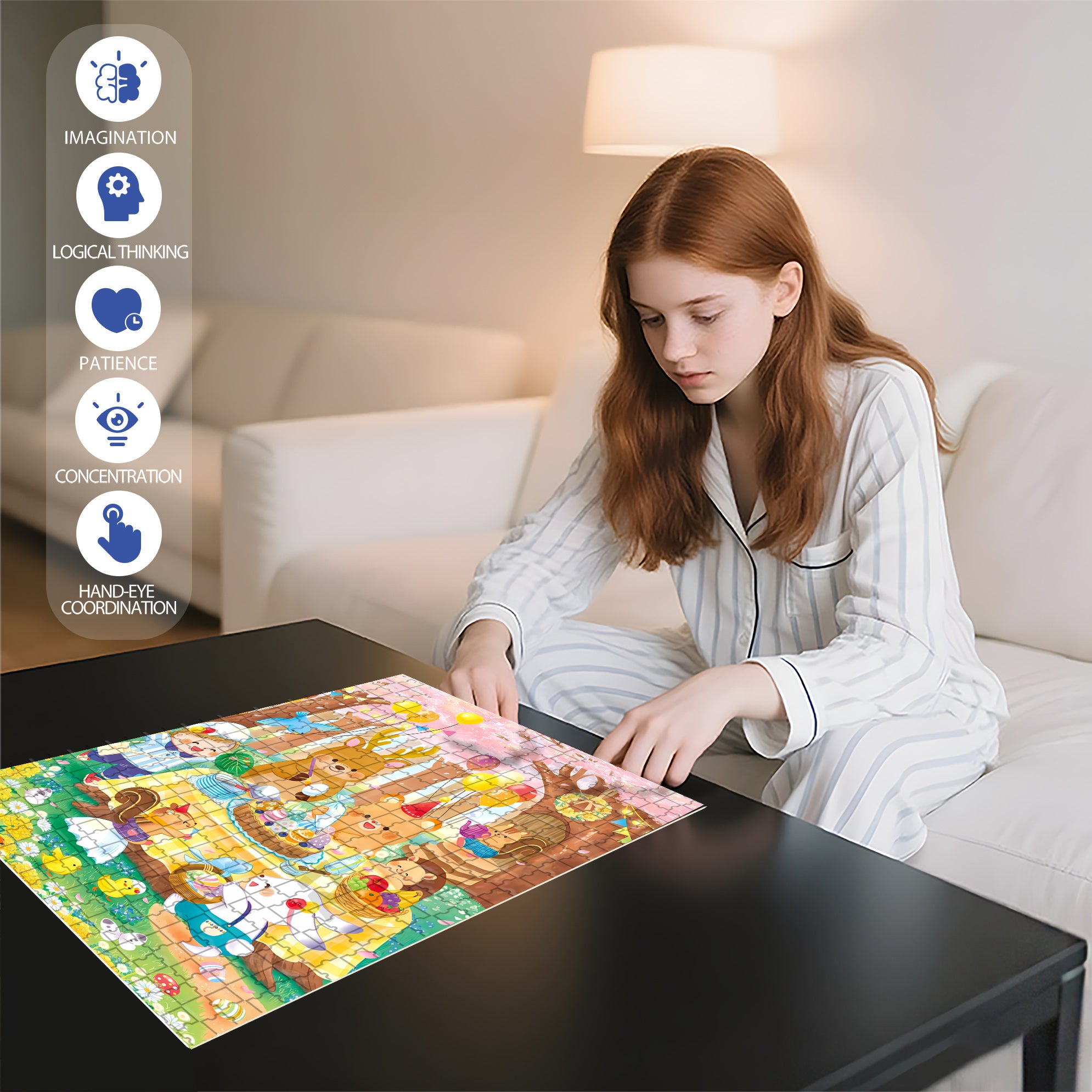 Forest Party Bash 500pcs/1000pcs Jigsaw Puzzle, Scratch-Resistant, Interactive Family Game & Brain-Boosting DIY Decor, Perfect for Halloween, Christmas & New Year Gifts, Family Puzzle Game