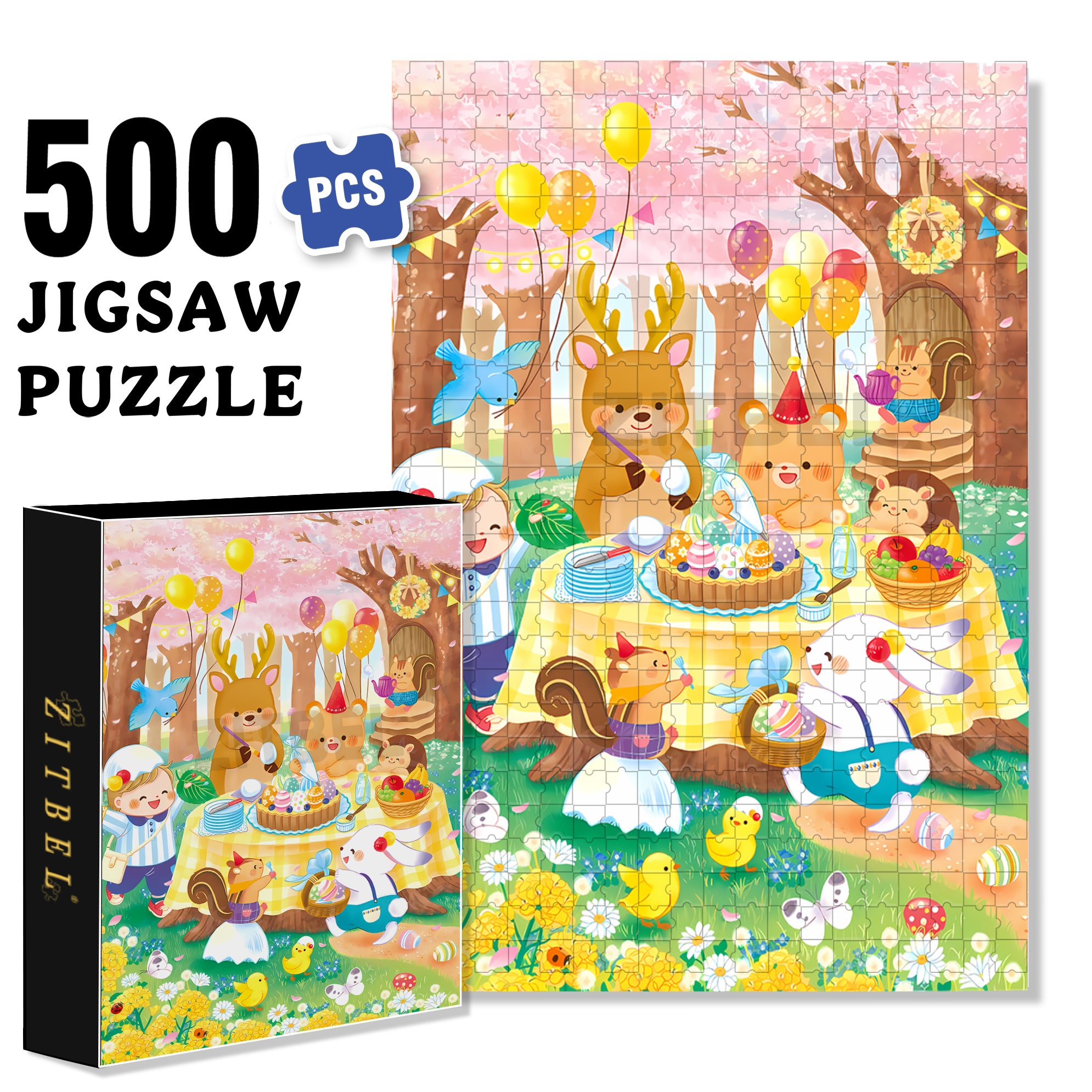 Forest Party Bash 500pcs/1000pcs Jigsaw Puzzle, Scratch-Resistant, Interactive Family Game & Brain-Boosting DIY Decor, Perfect for Halloween, Christmas & New Year Gifts, Family Puzzle Game