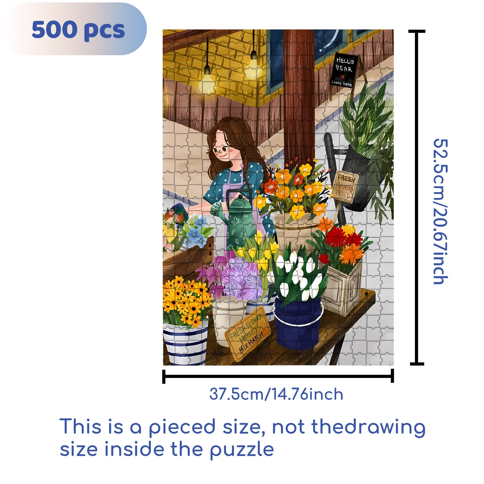 Fresh Flowers 500pcs/1000pcs Jigsaw Puzzle, Scratch-Resistant, Interactive Family Game & Brain-Boosting DIY Decor, Perfect for Halloween, Christmas & New Year Gifts, Family Puzzle Game