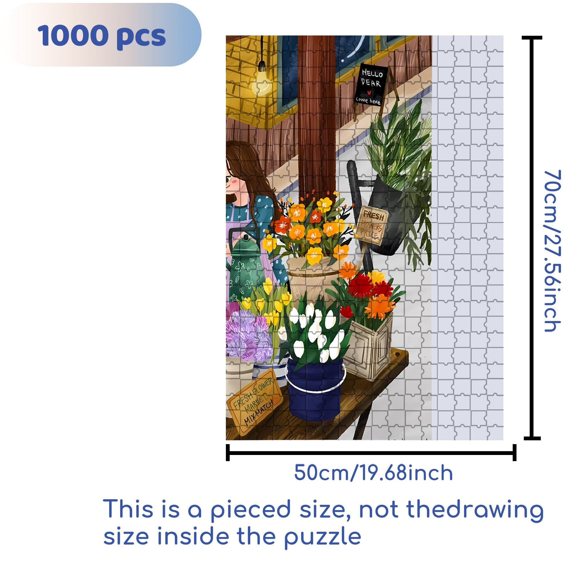 Fresh Flowers 500pcs/1000pcs Jigsaw Puzzle, Scratch-Resistant, Interactive Family Game & Brain-Boosting DIY Decor, Perfect for Halloween, Christmas & New Year Gifts, Family Puzzle Game