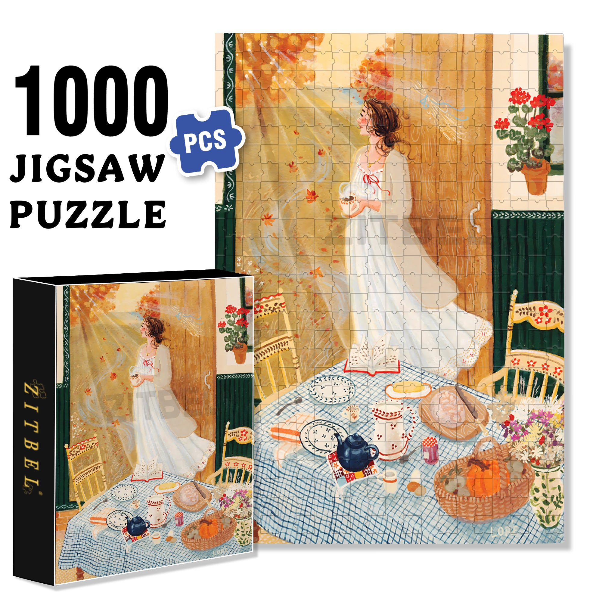 Get Up Early  500pcs/1000pcs Jigsaw Puzzle, Scratch-Resistant, Interactive Family Game & Brain-Boosting DIY Decor, Perfect for Halloween, Christmas & New Year Gifts, Family Puzzle Game