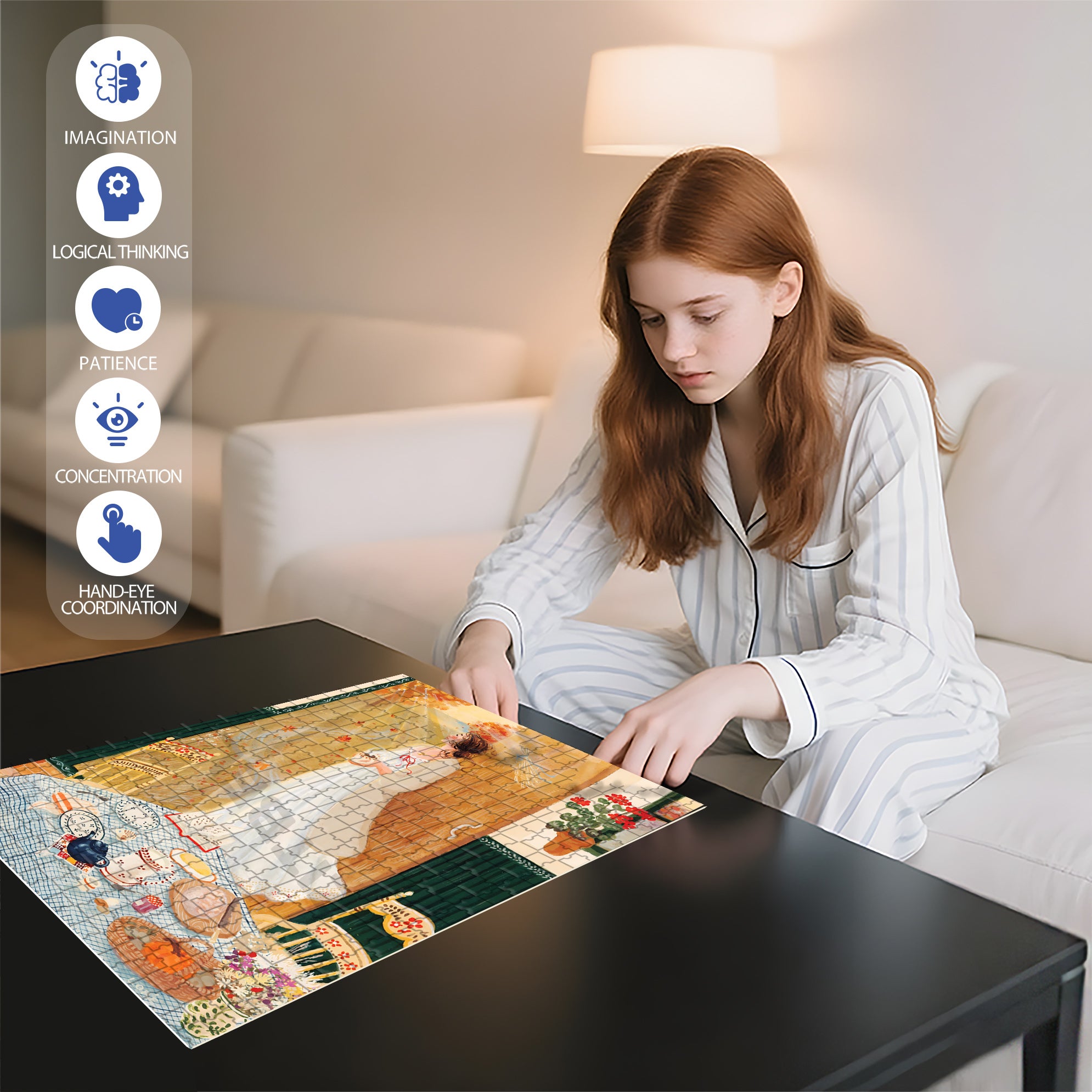 Get Up Early  500pcs/1000pcs Jigsaw Puzzle, Scratch-Resistant, Interactive Family Game & Brain-Boosting DIY Decor, Perfect for Halloween, Christmas & New Year Gifts, Family Puzzle Game