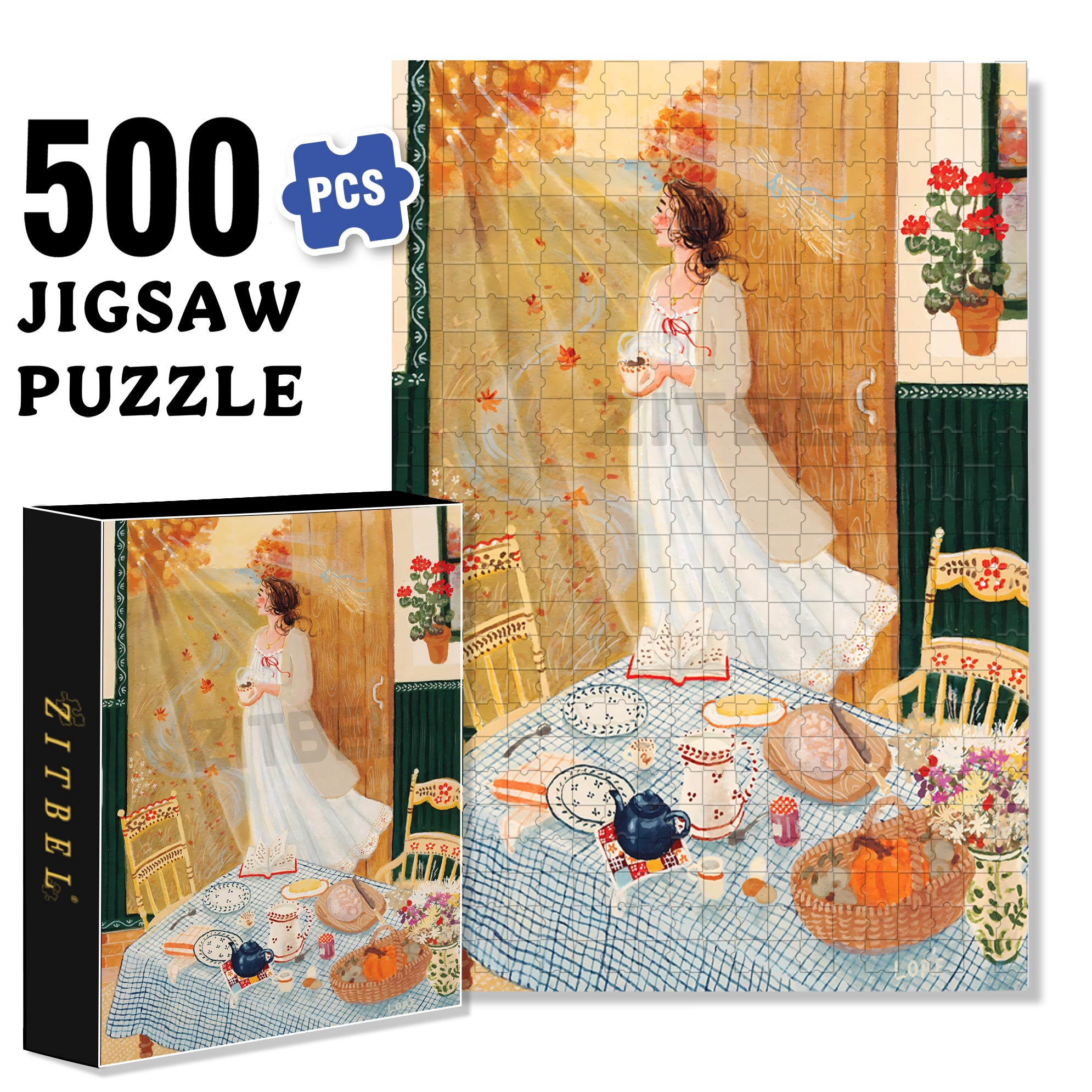 Get Up Early  500pcs/1000pcs Jigsaw Puzzle, Scratch-Resistant, Interactive Family Game & Brain-Boosting DIY Decor, Perfect for Halloween, Christmas & New Year Gifts, Family Puzzle Game