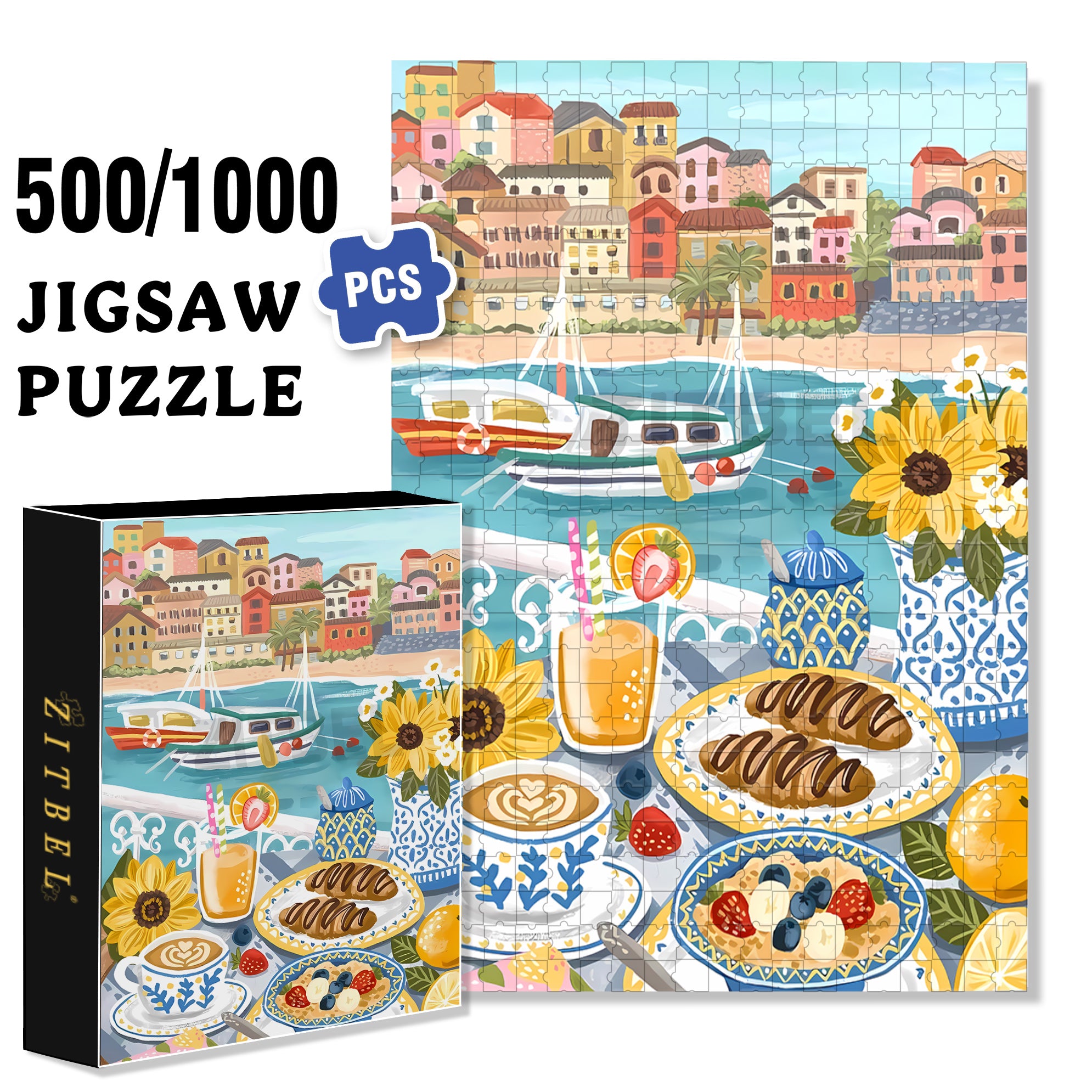 Good Morning 500pcs/1000pcs Jigsaw Puzzle, Scratch-Resistant, Interactive Family Game & Brain-Boosting DIY Decor, Perfect for Halloween, Christmas & New Year Gifts, Family Puzzle Game