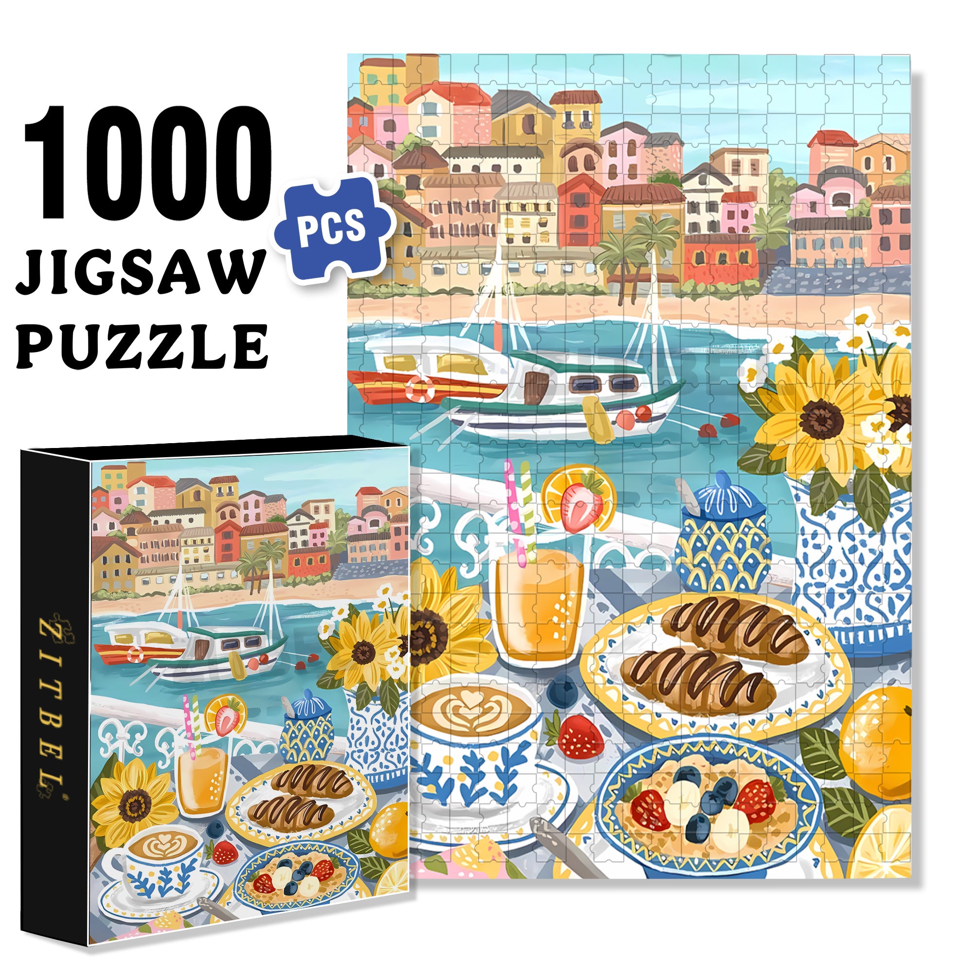 Good Morning 500pcs/1000pcs Jigsaw Puzzle, Scratch-Resistant, Interactive Family Game & Brain-Boosting DIY Decor, Perfect for Halloween, Christmas & New Year Gifts, Family Puzzle Game