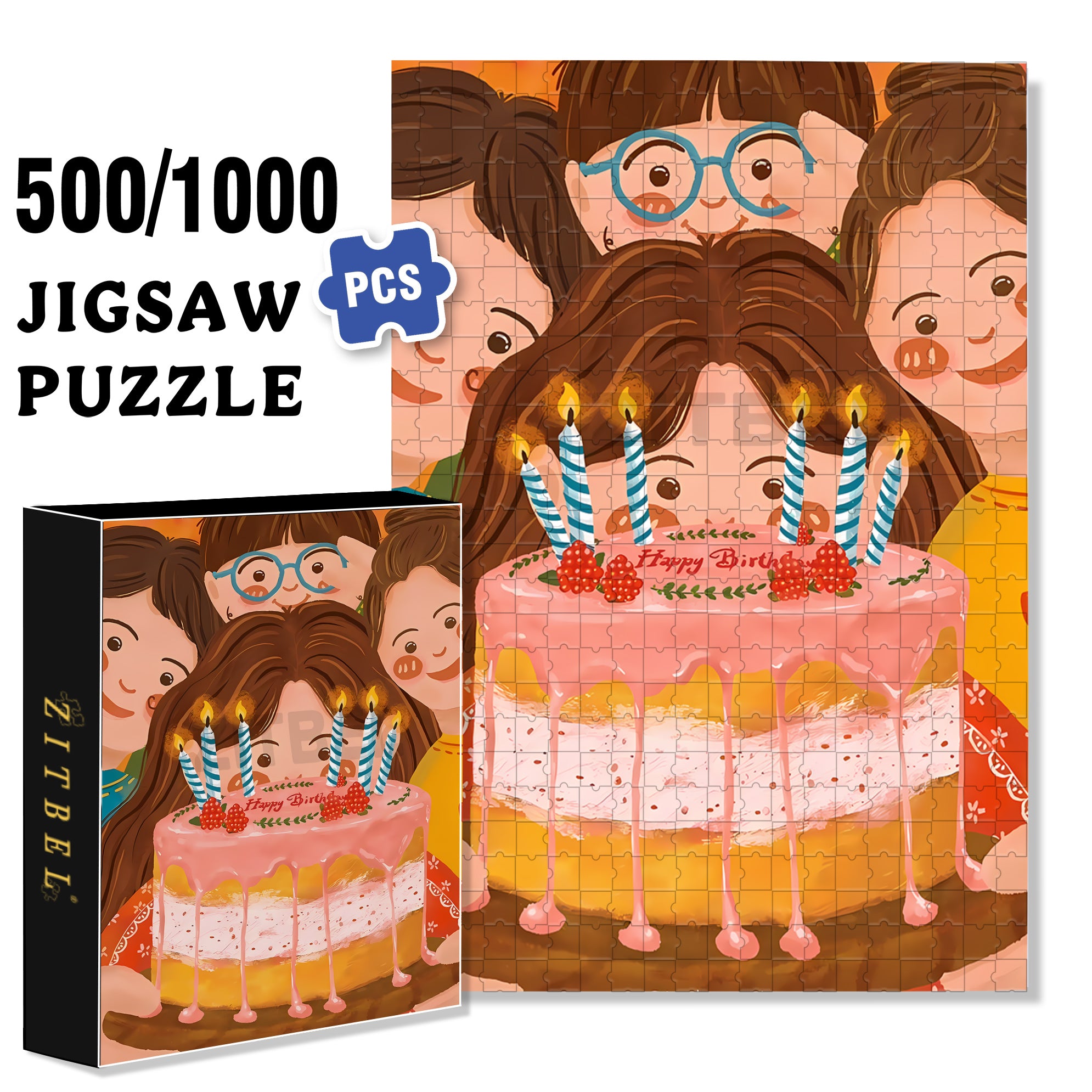 Happy Birthday To My Bsf 500pcs/1000pcs Jigsaw Puzzle, Scratch-Resistant, Interactive Family Game & Brain-Boosting DIY Decor, Perfect for Halloween, Christmas & New Year Gifts, Family Puzzle Game