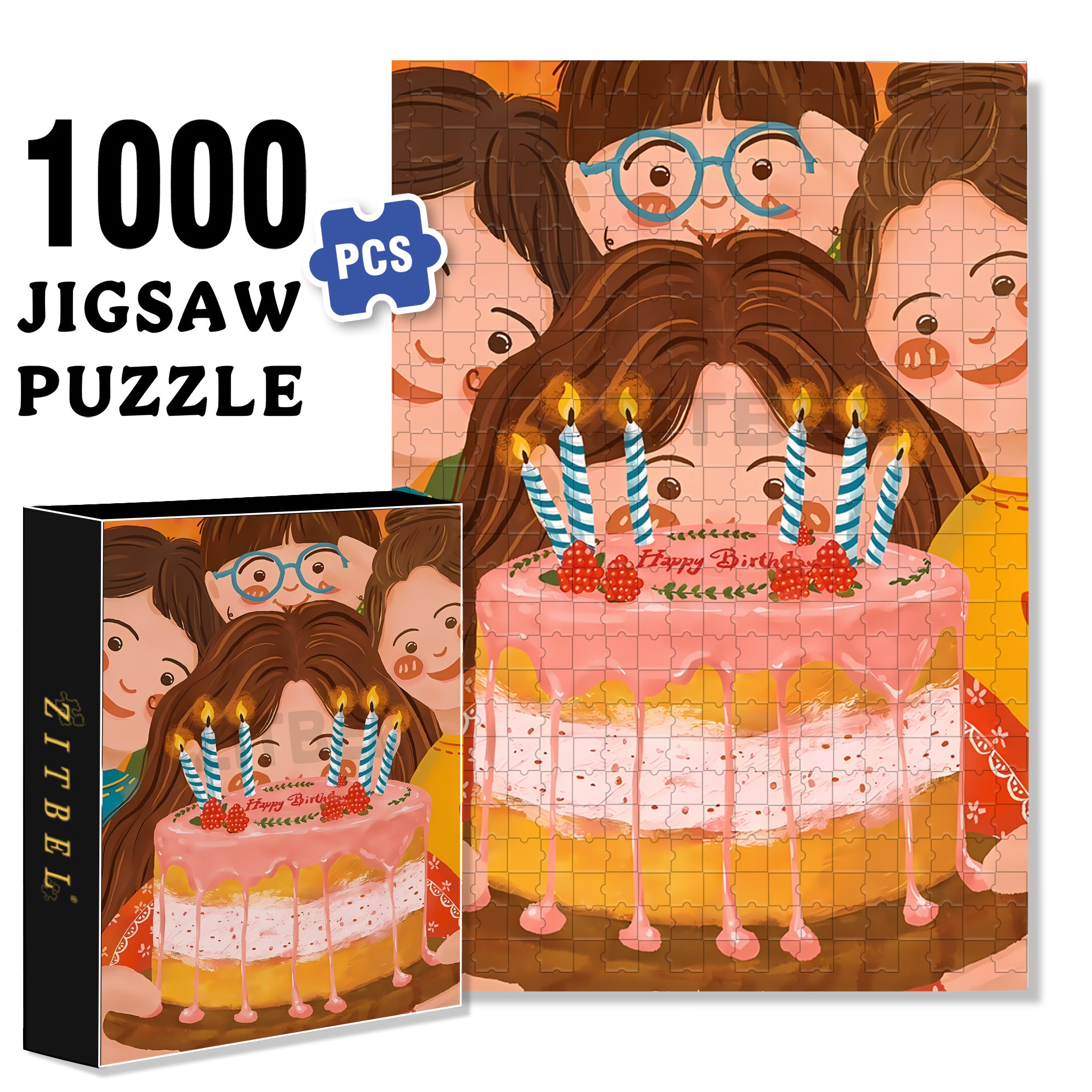 Happy Birthday To My Bsf 500pcs/1000pcs Jigsaw Puzzle, Scratch-Resistant, Interactive Family Game & Brain-Boosting DIY Decor, Perfect for Halloween, Christmas & New Year Gifts, Family Puzzle Game
