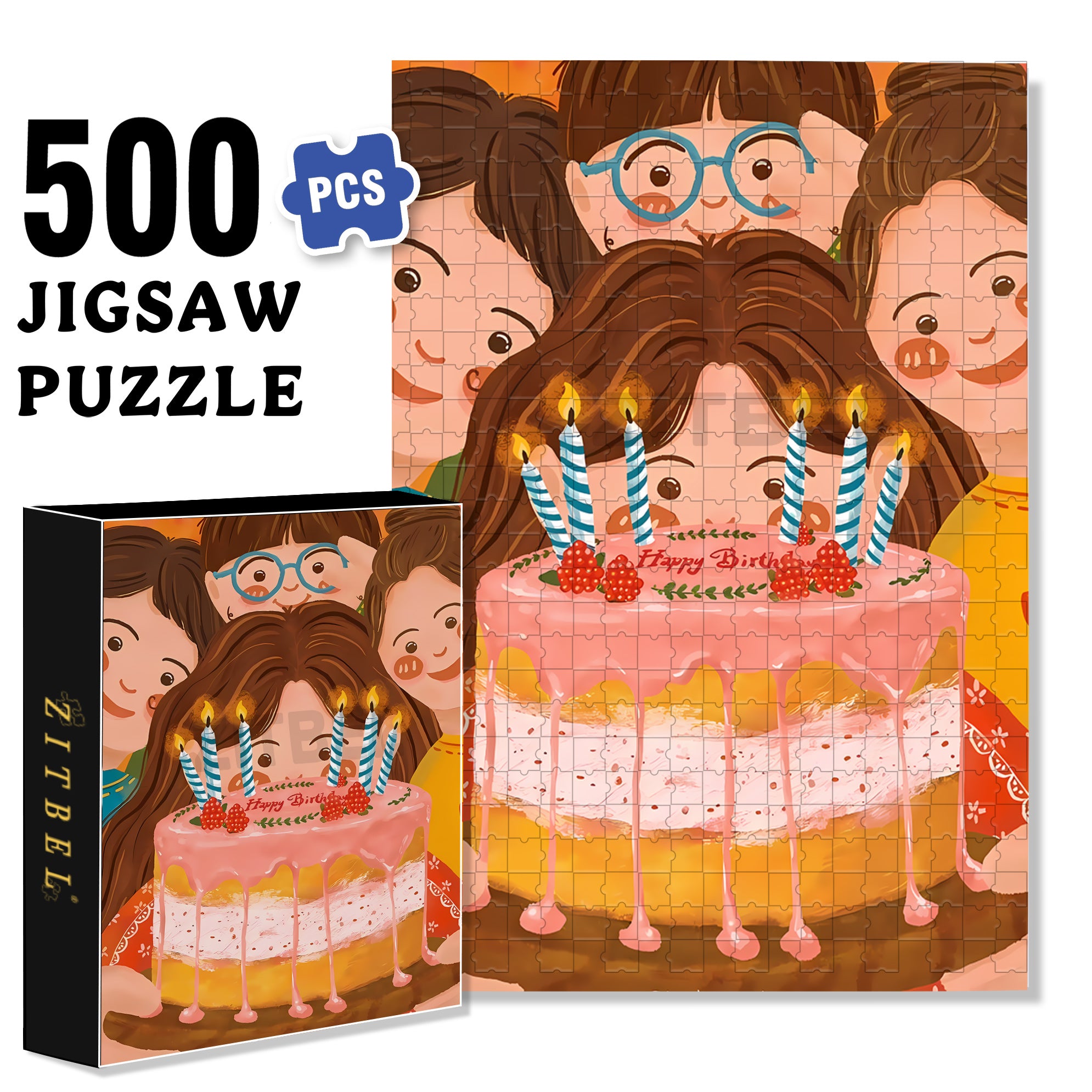 Happy Birthday To My Bsf 500pcs/1000pcs Jigsaw Puzzle, Scratch-Resistant, Interactive Family Game & Brain-Boosting DIY Decor, Perfect for Halloween, Christmas & New Year Gifts, Family Puzzle Game