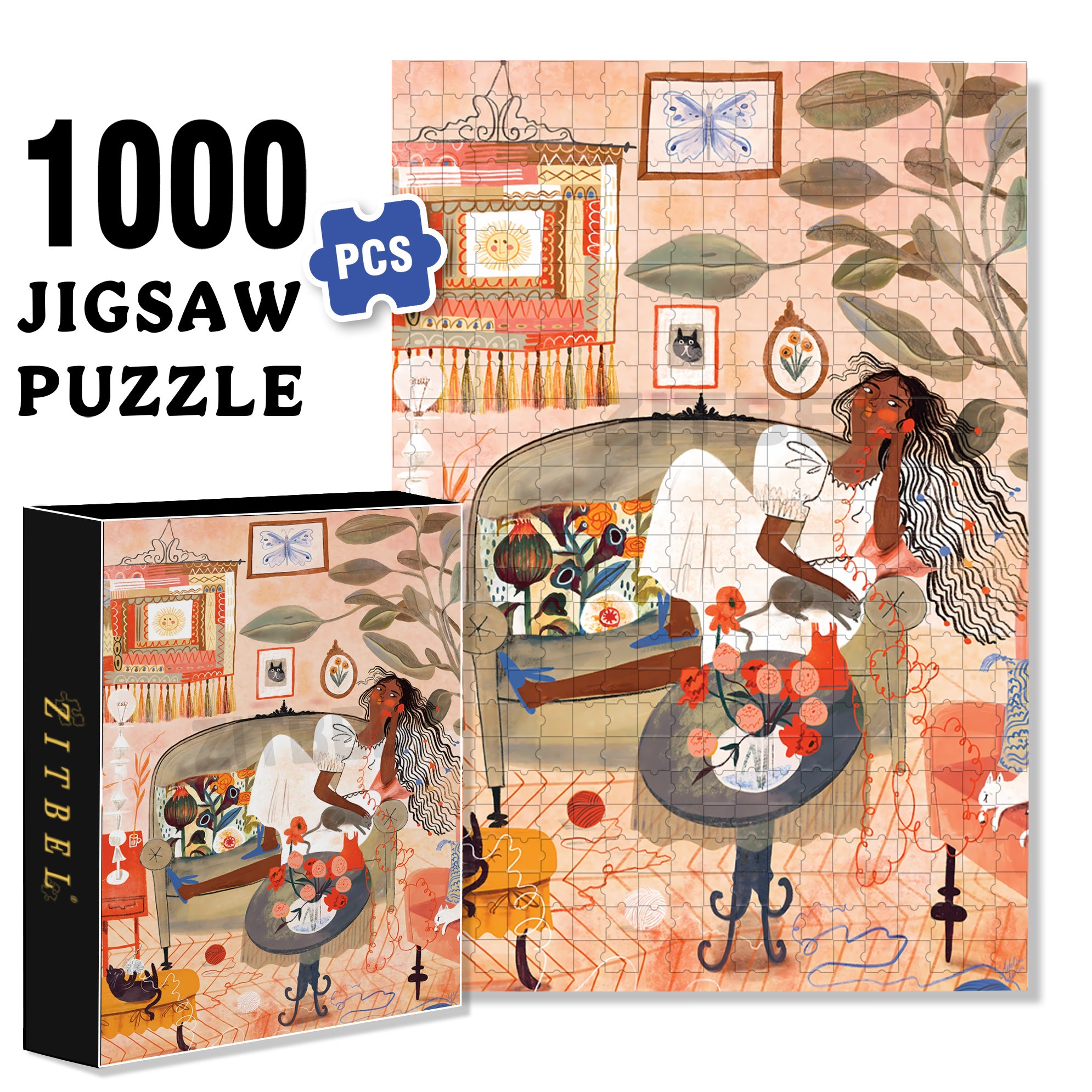 Hello 500pcs/1000pcs Jigsaw Puzzle, Scratch-Resistant, Interactive Family Game & Brain-Boosting DIY Decor, Perfect for Halloween, Christmas & New Year Gifts, Family Puzzle Game