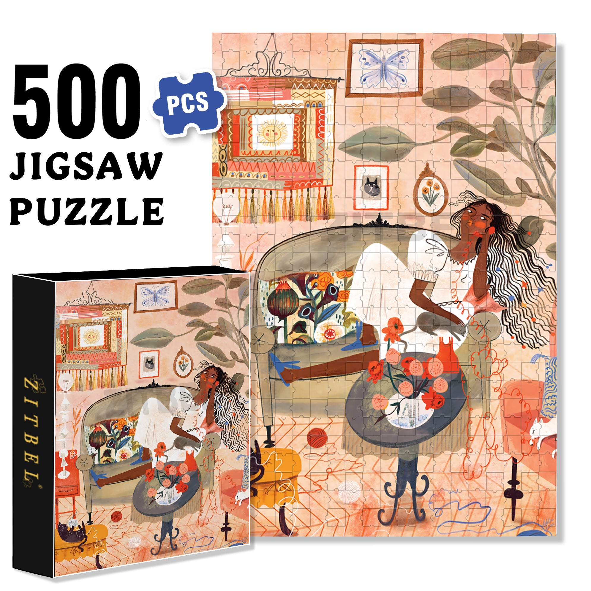 Hello 500pcs/1000pcs Jigsaw Puzzle, Scratch-Resistant, Interactive Family Game & Brain-Boosting DIY Decor, Perfect for Halloween, Christmas & New Year Gifts, Family Puzzle Game