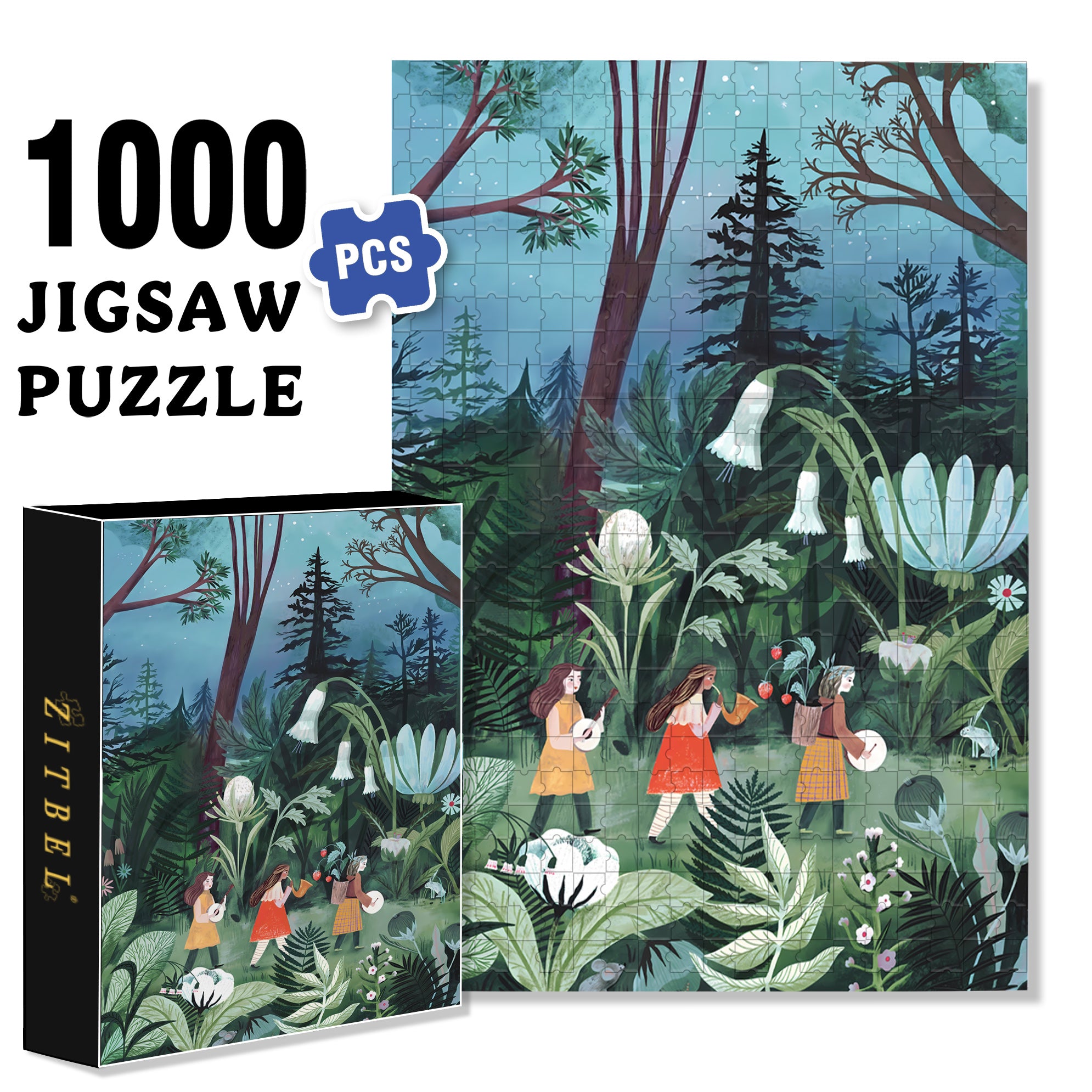 Jungle Concert 500pcs/1000pcs Jigsaw Puzzle, Scratch-Resistant, Interactive Family Game & Brain-Boosting DIY Decor, Perfect for Halloween, Christmas & New Year Gifts, Family Puzzle Game