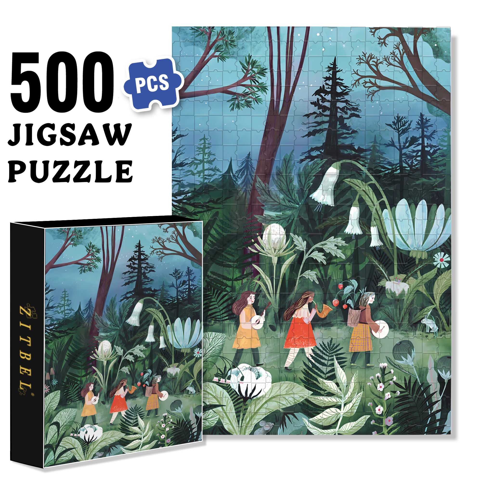 Jungle Concert 500pcs/1000pcs Jigsaw Puzzle, Scratch-Resistant, Interactive Family Game & Brain-Boosting DIY Decor, Perfect for Halloween, Christmas & New Year Gifts, Family Puzzle Game