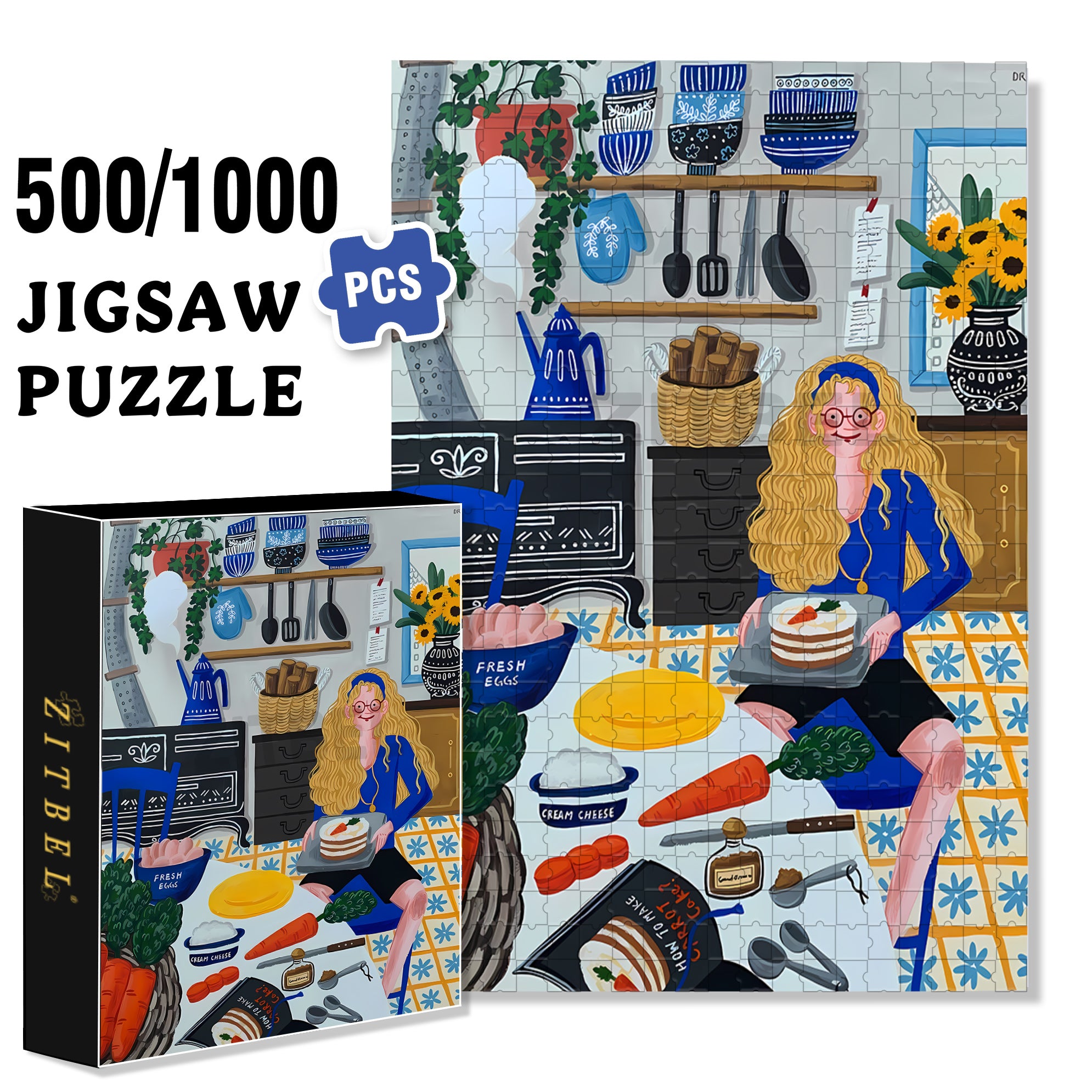 Kitchen Wizard 500pcs/1000pcs Jigsaw Puzzle, Scratch-Resistant, Interactive Family Game & Brain-Boosting DIY Decor, Perfect for Halloween, Christmas & New Year Gifts, Family Puzzle Game
