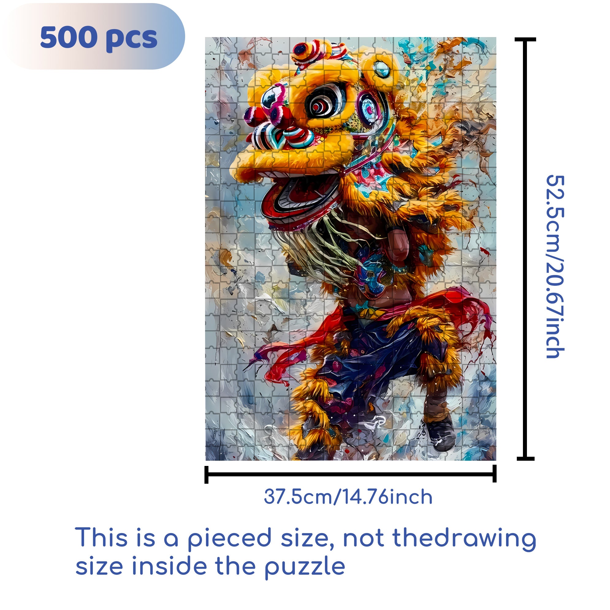 Lion Dance 500pcs/1000pcs Jigsaw Puzzle, Scratch-Resistant, Interactive Family Game & Brain-Boosting DIY Decor, Perfect for Halloween, Christmas & New Year Gifts, Family Puzzle Game