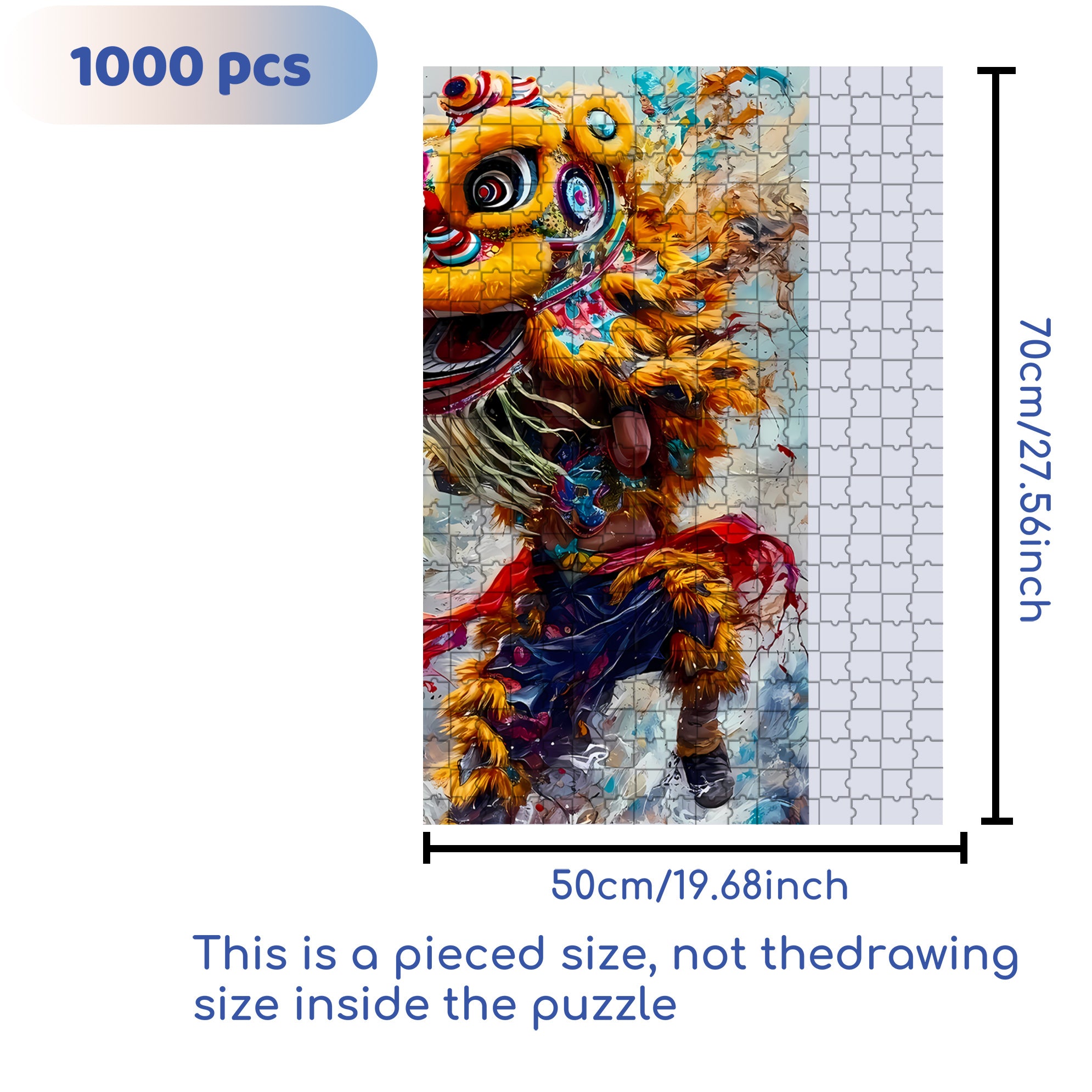 Lion Dance 500pcs/1000pcs Jigsaw Puzzle, Scratch-Resistant, Interactive Family Game & Brain-Boosting DIY Decor, Perfect for Halloween, Christmas & New Year Gifts, Family Puzzle Game