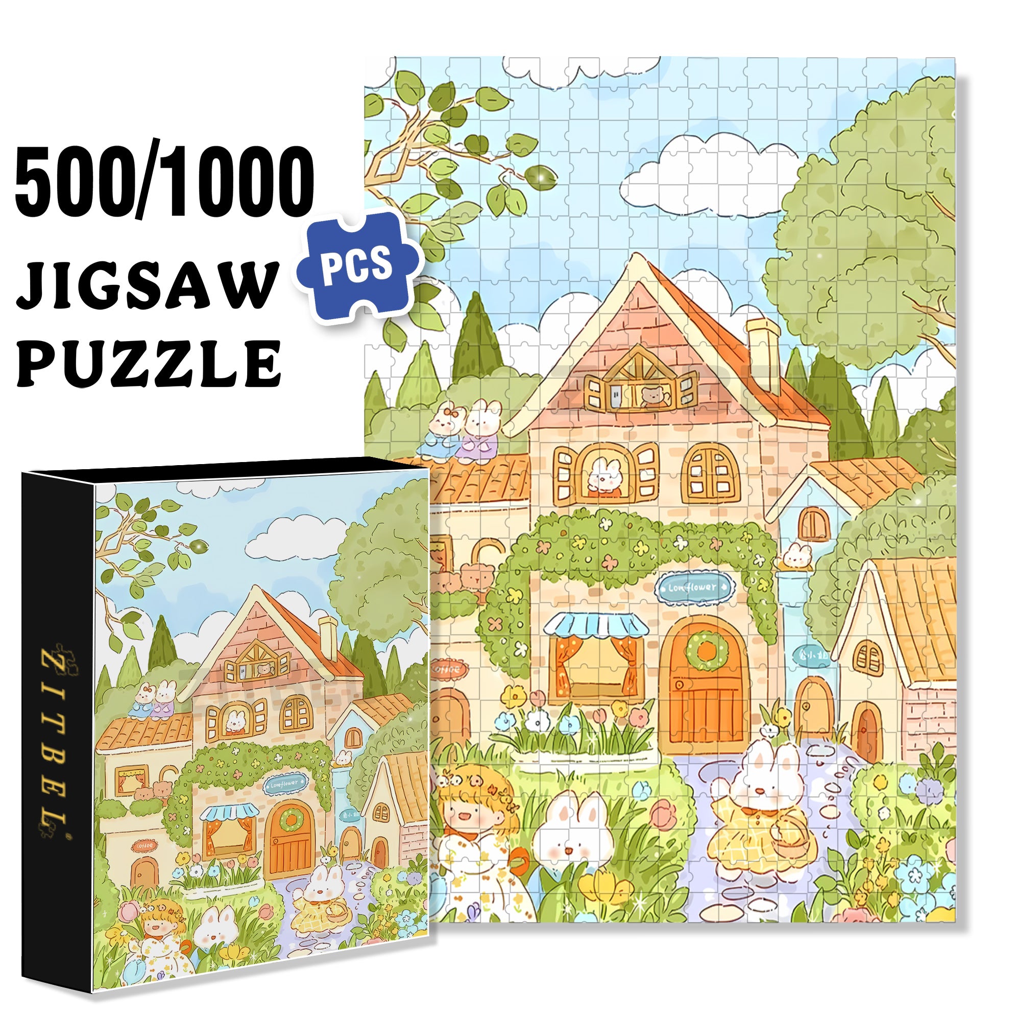 Love Flowers 500pcs/1000pcs Jigsaw Puzzle, Scratch-Resistant, Interactive Family Game & Brain-Boosting DIY Decor, Perfect for Halloween, Christmas & New Year Gifts, Family Puzzle Game