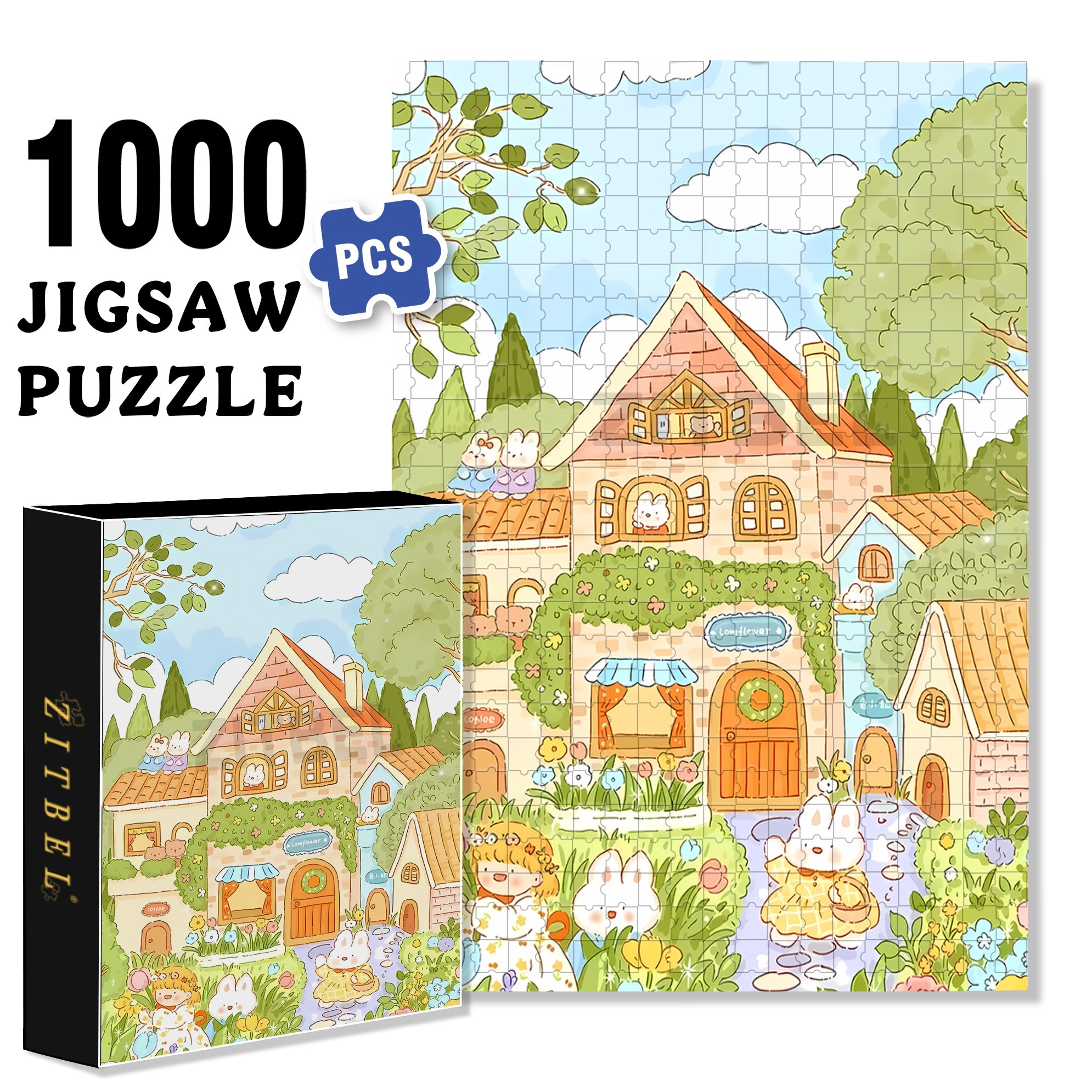 Love Flowers 500pcs/1000pcs Jigsaw Puzzle, Scratch-Resistant, Interactive Family Game & Brain-Boosting DIY Decor, Perfect for Halloween, Christmas & New Year Gifts, Family Puzzle Game