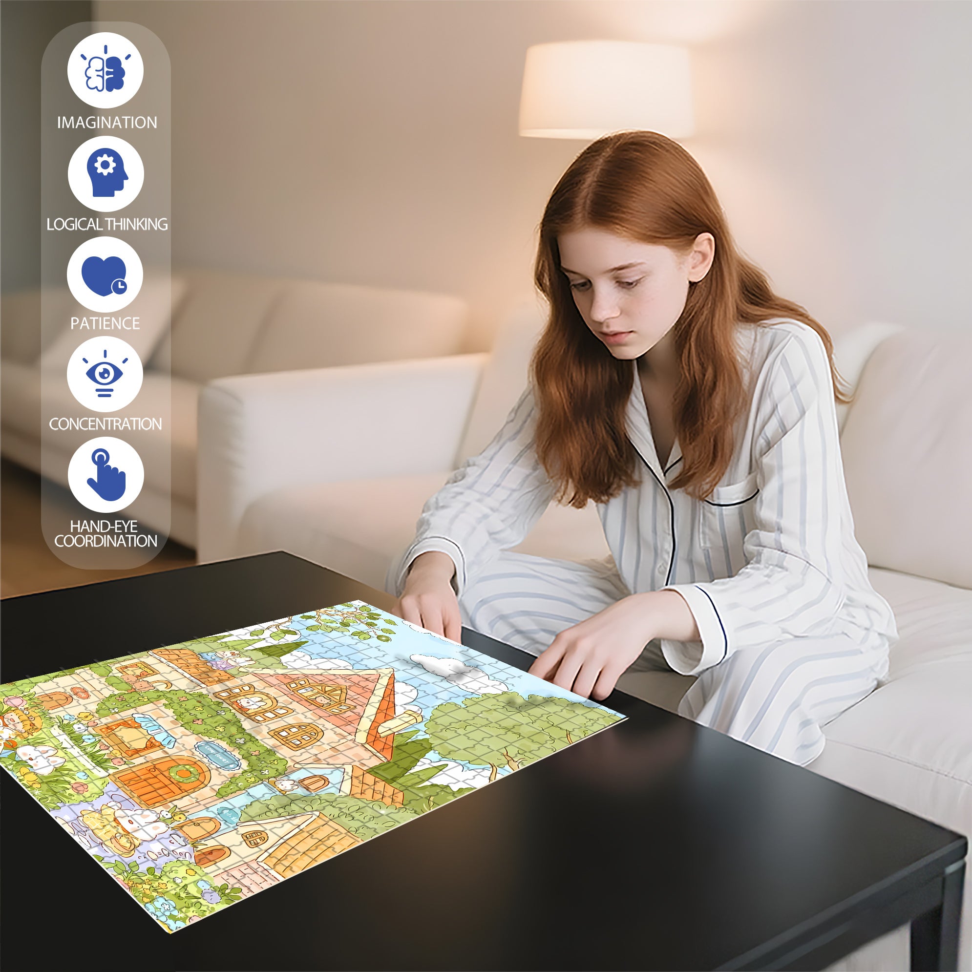Love Flowers 500pcs/1000pcs Jigsaw Puzzle, Scratch-Resistant, Interactive Family Game & Brain-Boosting DIY Decor, Perfect for Halloween, Christmas & New Year Gifts, Family Puzzle Game