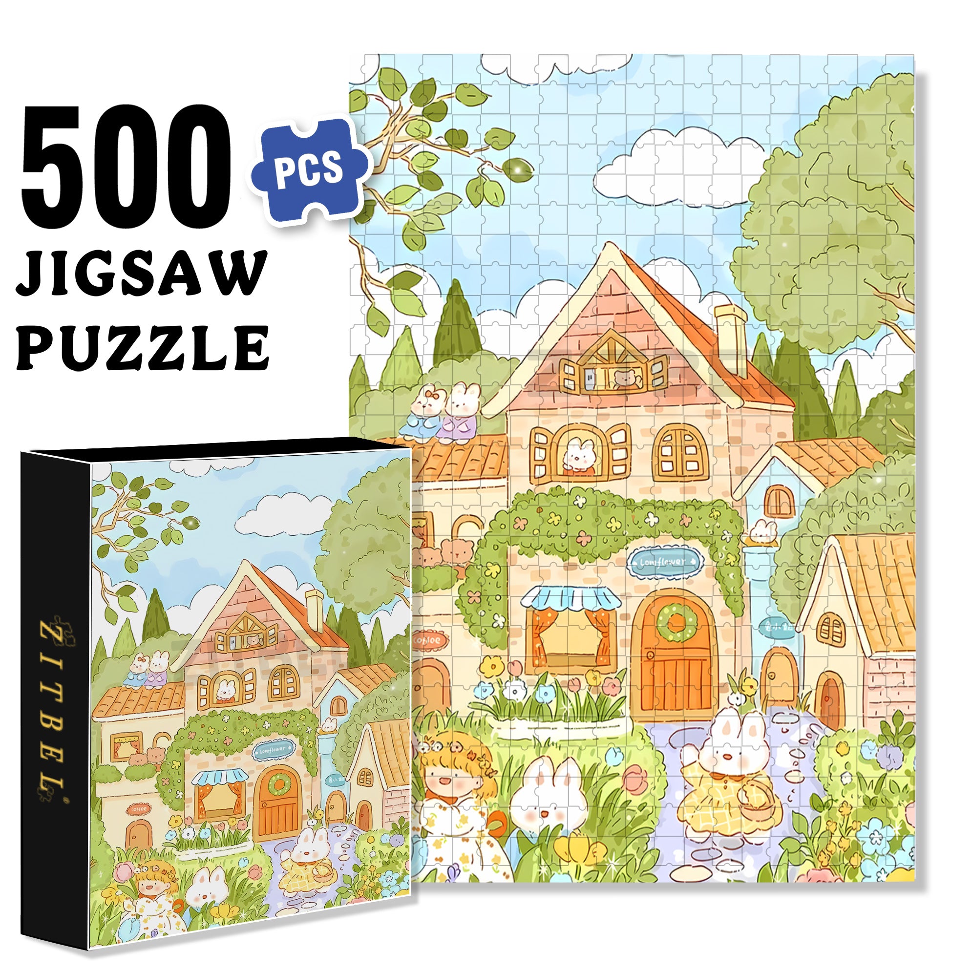 Love Flowers 500pcs/1000pcs Jigsaw Puzzle, Scratch-Resistant, Interactive Family Game & Brain-Boosting DIY Decor, Perfect for Halloween, Christmas & New Year Gifts, Family Puzzle Game