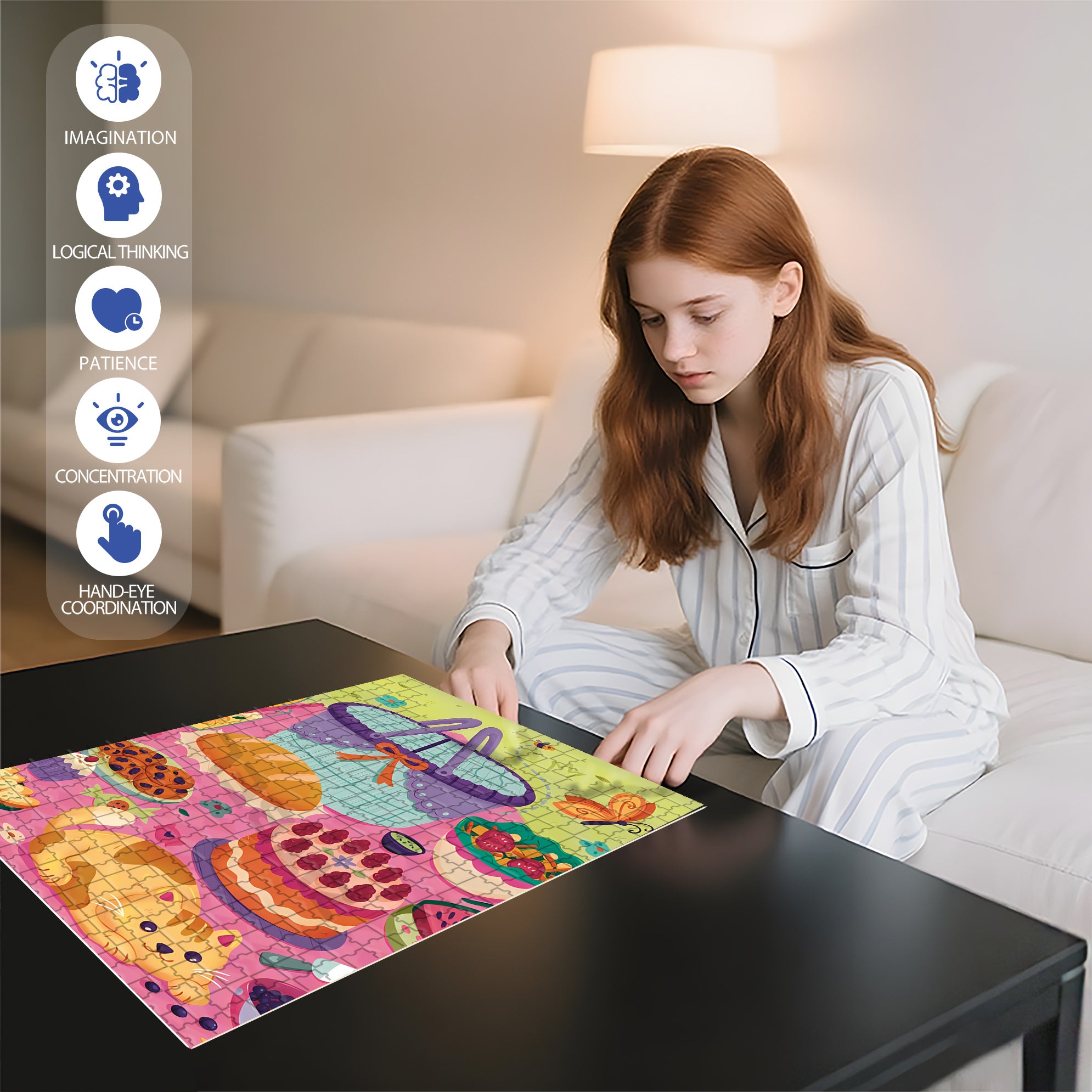 Love Picnics 500pcs/1000pcs Jigsaw Puzzle, Scratch-Resistant, Interactive Family Game & Brain-Boosting DIY Decor, Perfect for Halloween, Christmas & New Year Gifts, Family Puzzle Game
