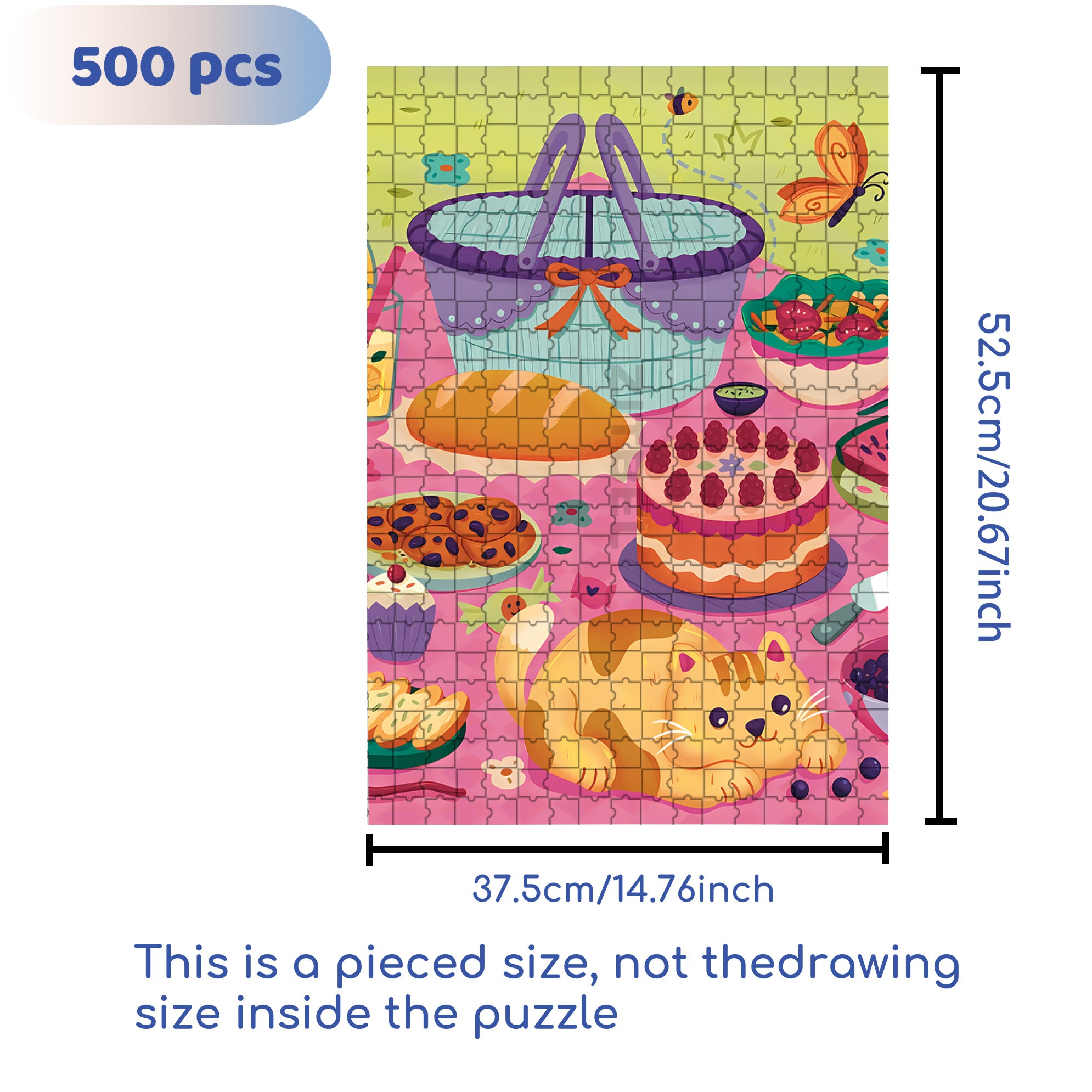 Love Picnics 500pcs/1000pcs Jigsaw Puzzle, Scratch-Resistant, Interactive Family Game & Brain-Boosting DIY Decor, Perfect for Halloween, Christmas & New Year Gifts, Family Puzzle Game